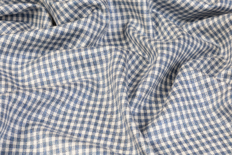 Virgin Wool Blend Suiting Made in Italy - Navy Blue and White Chalk Stripes