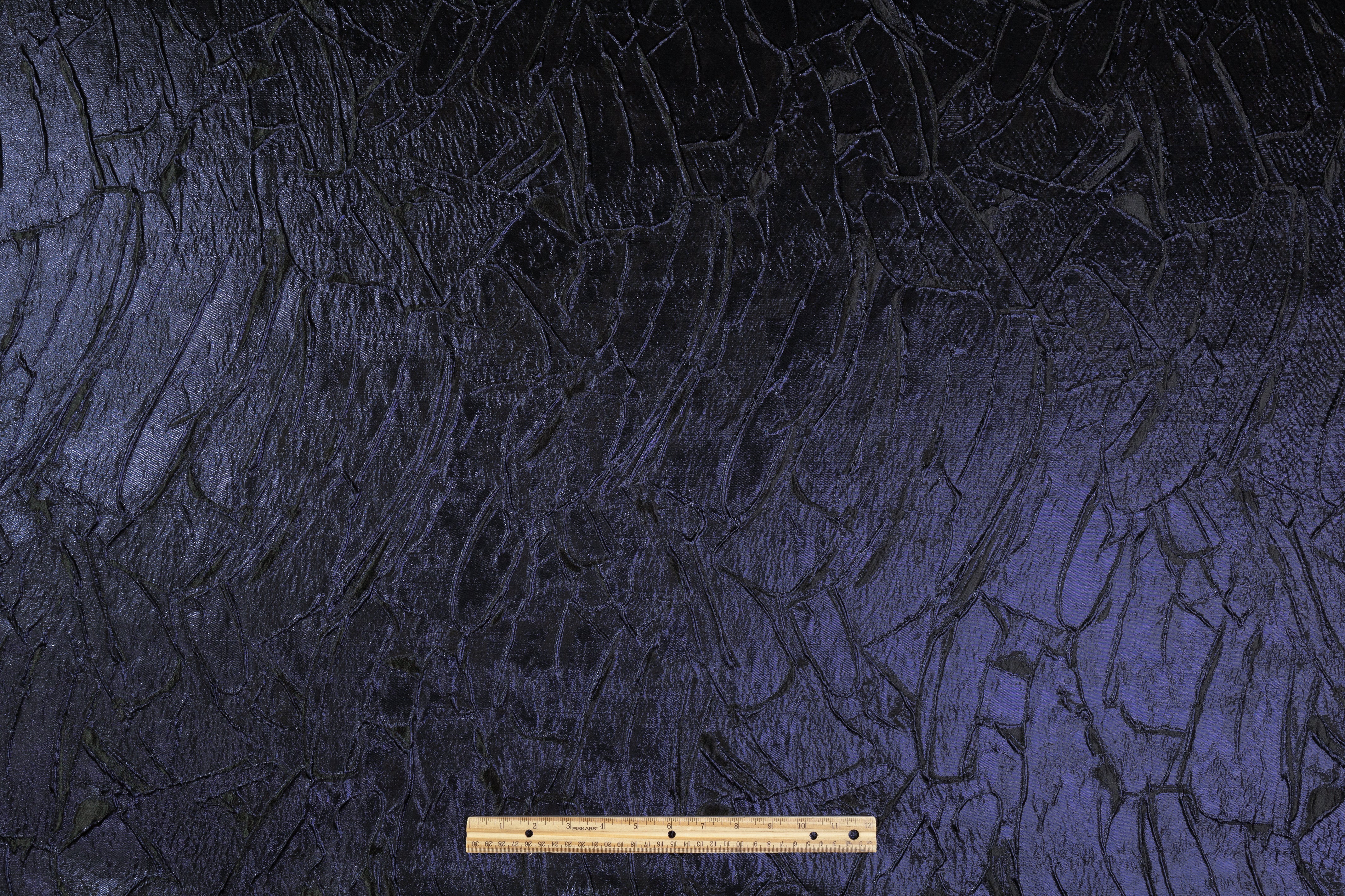 Abstract Metallic Silk Blend Cloqué Brocade - Navy / Black