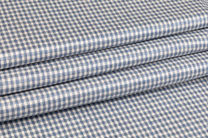 Checked Italian Silk and Wool Suiting - Blue and White