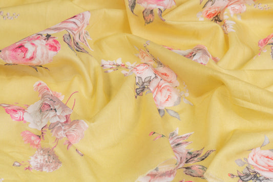 Floral Cotton Voile - Yellow