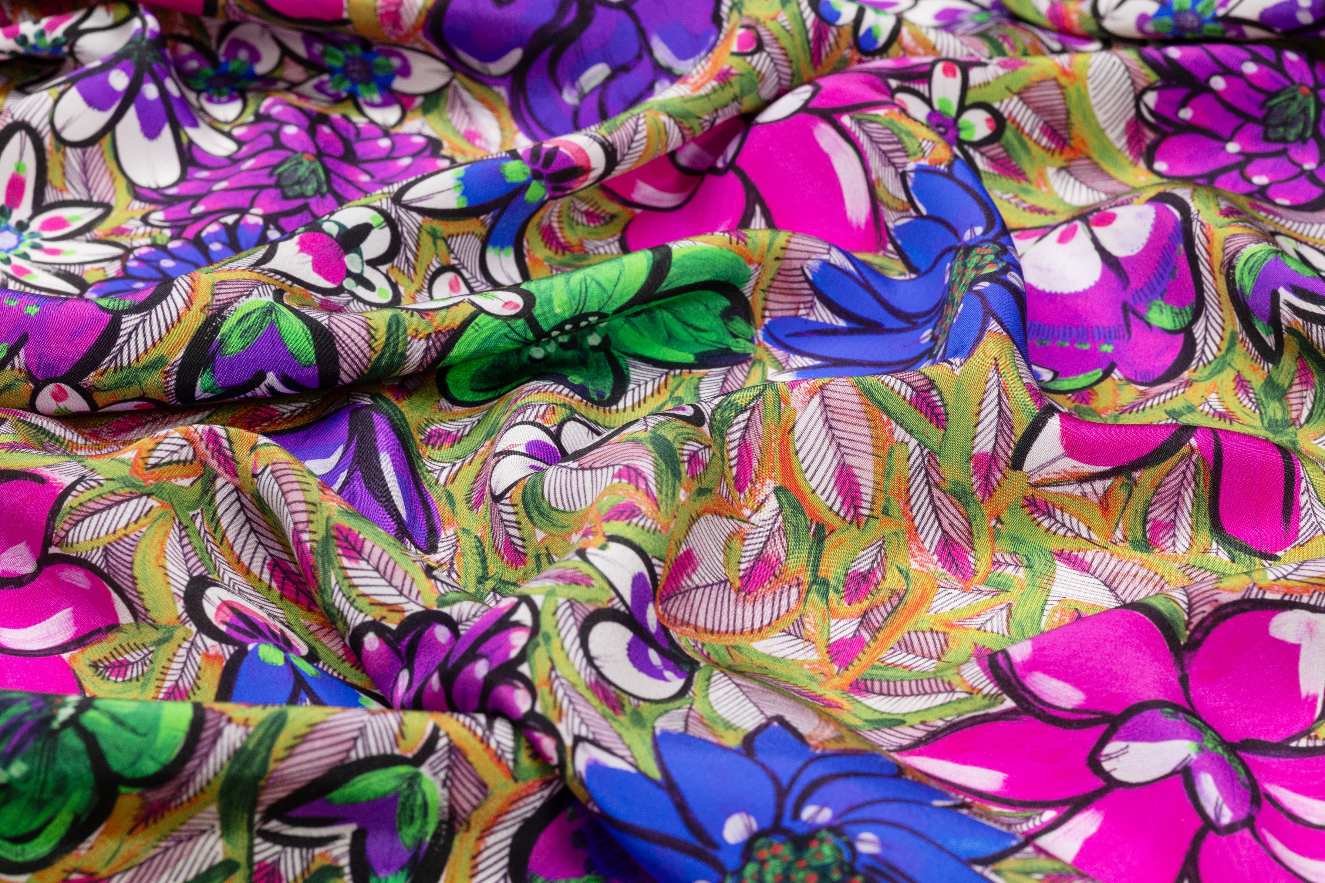 Floral Italian Silk Crepe de Chine - Multicolor