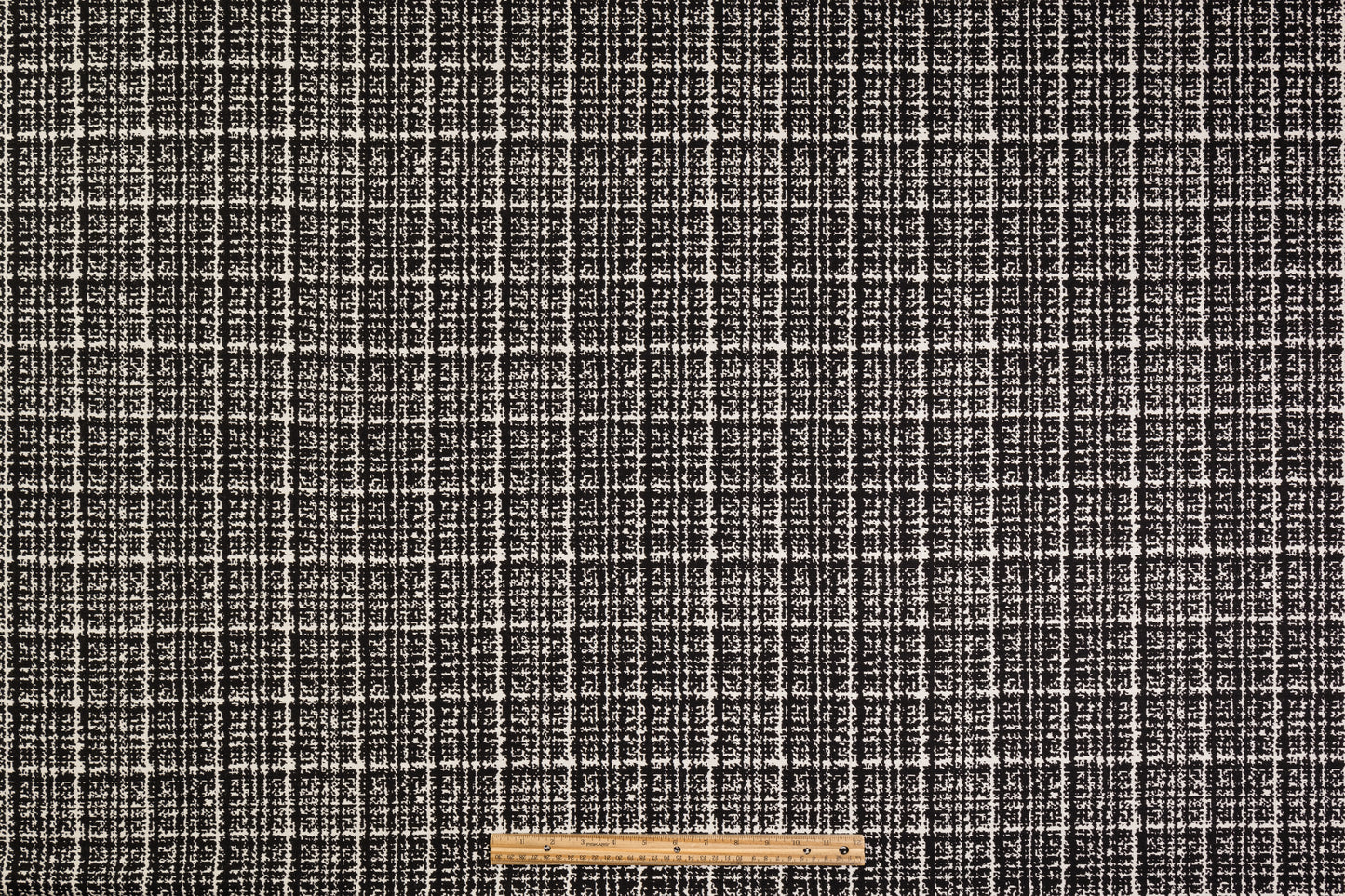 Double Faced Checked Italian Wool Jacquard - Black / Off White