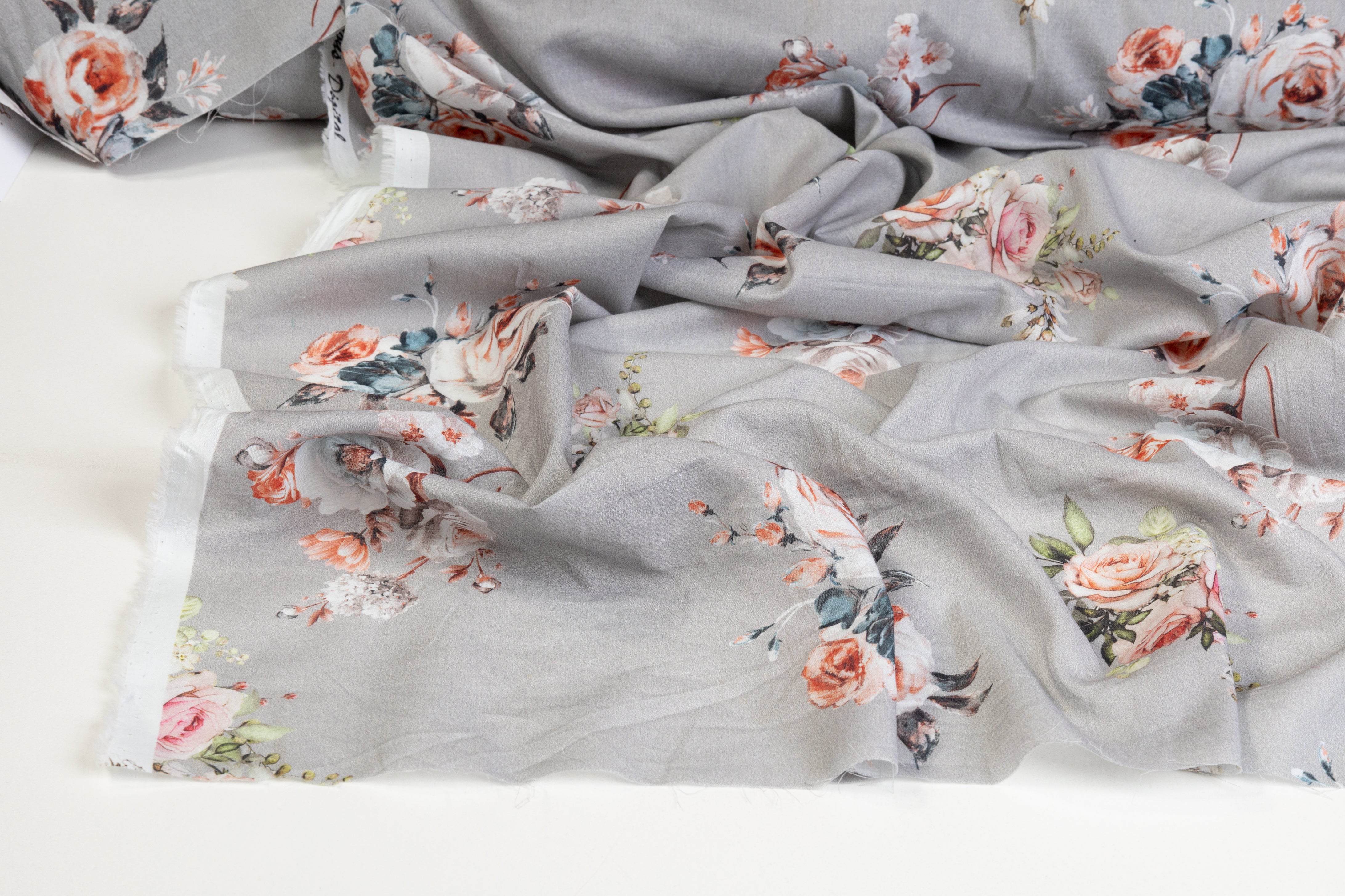 Floral Cotton Voile - Gray
