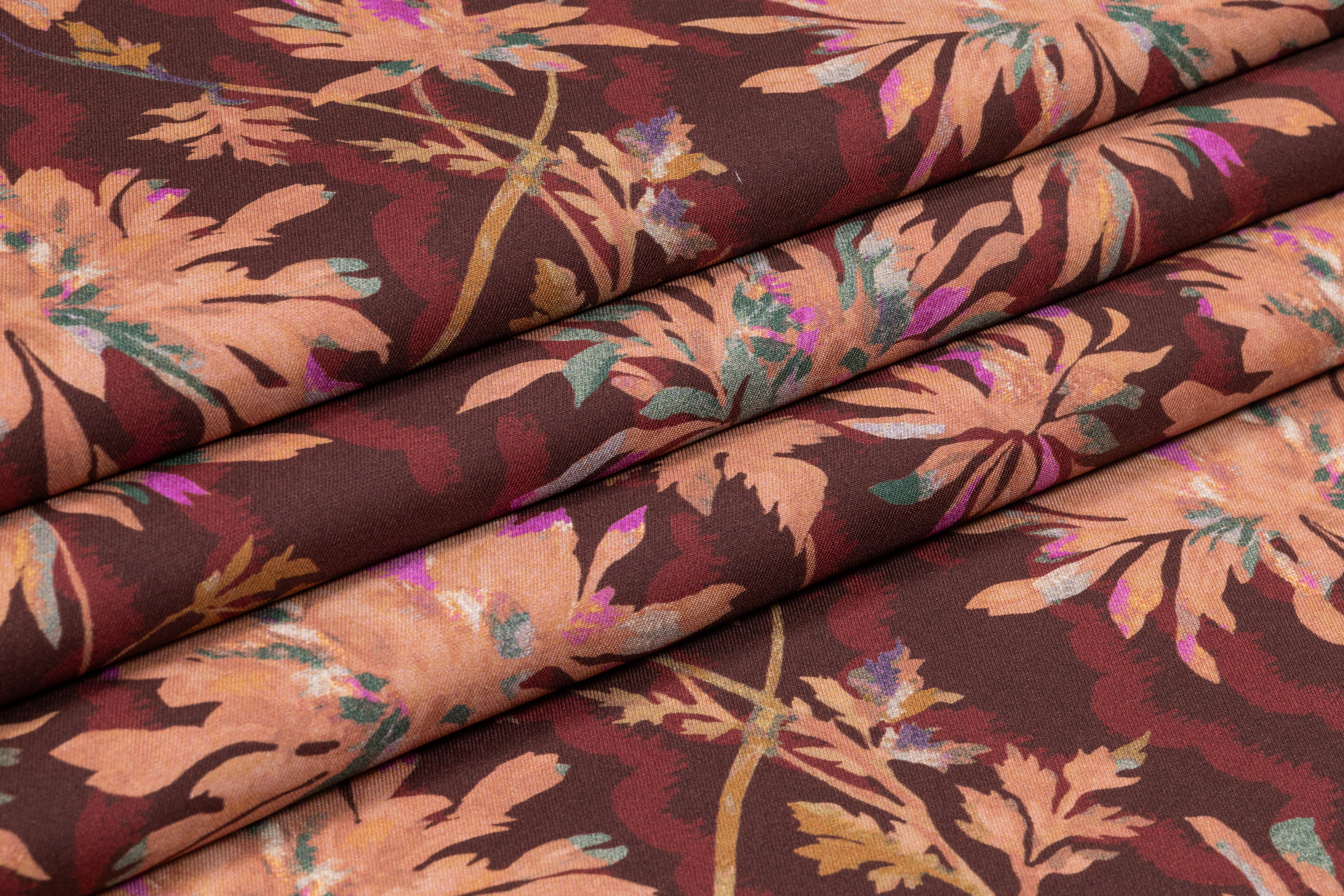 Luigi Verga - Floral Italian Silk Mikado - Brown