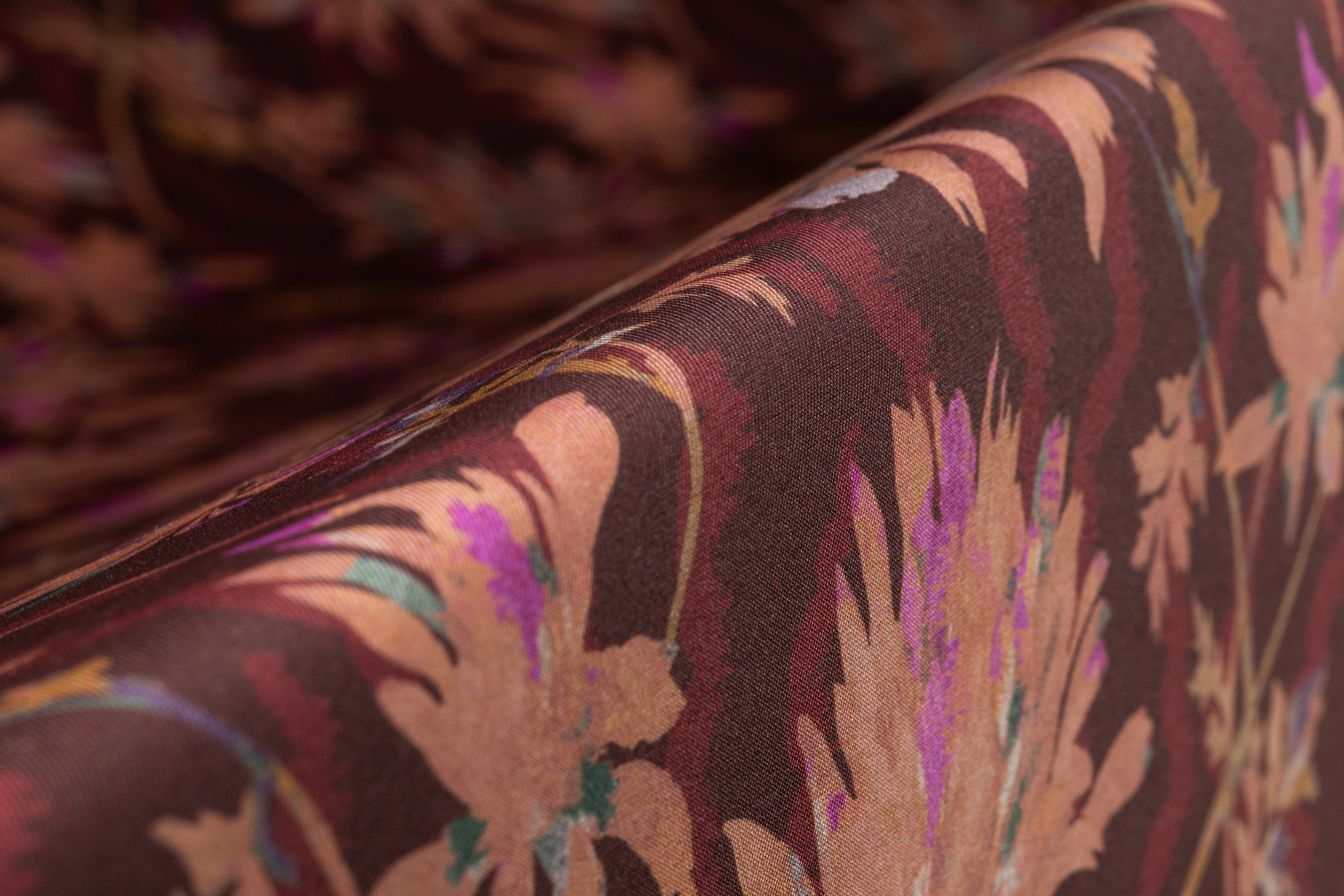 Luigi Verga - Floral Italian Silk Mikado - Brown