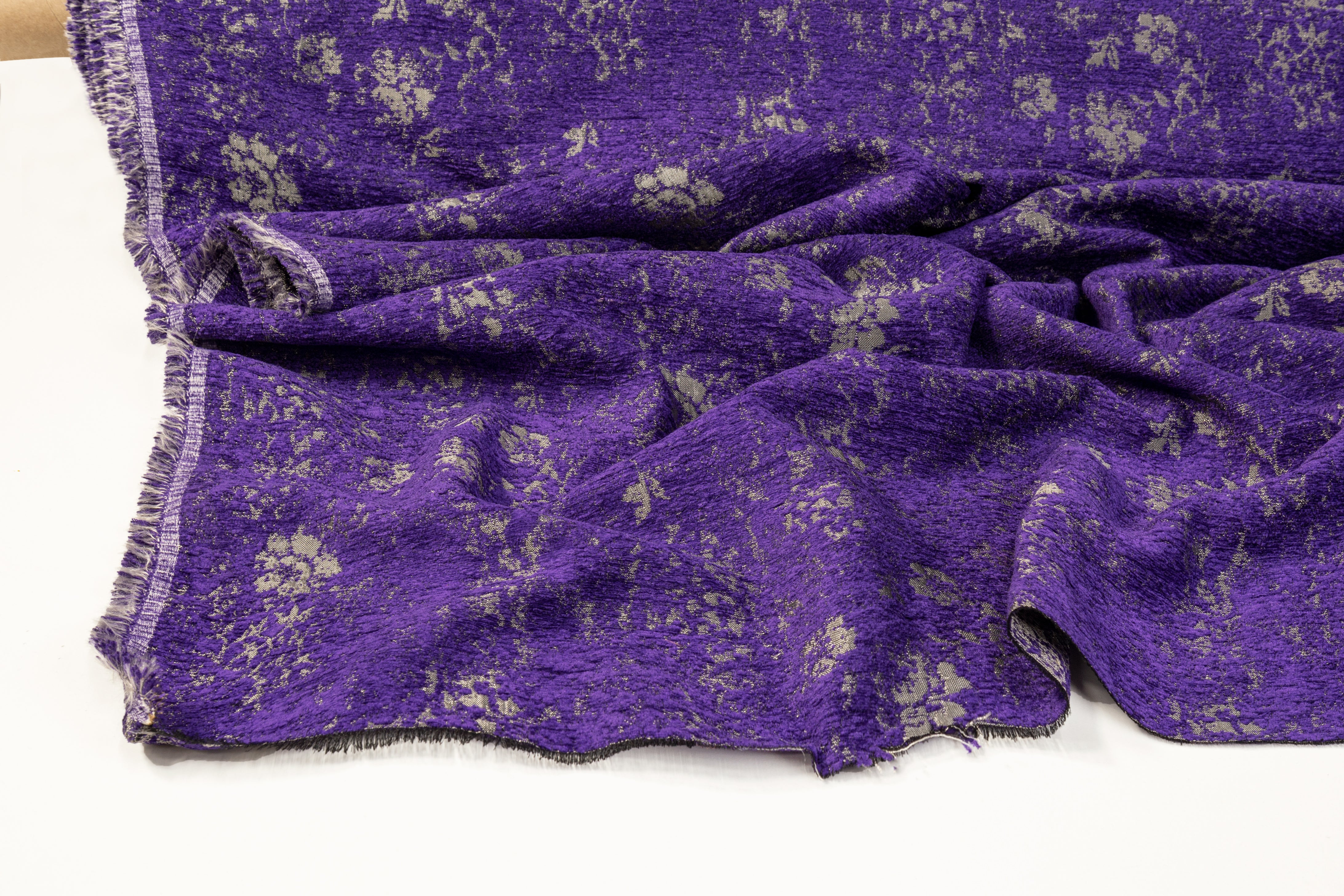 Double Faced Italian Metallic Chenille Brocade - Purple
