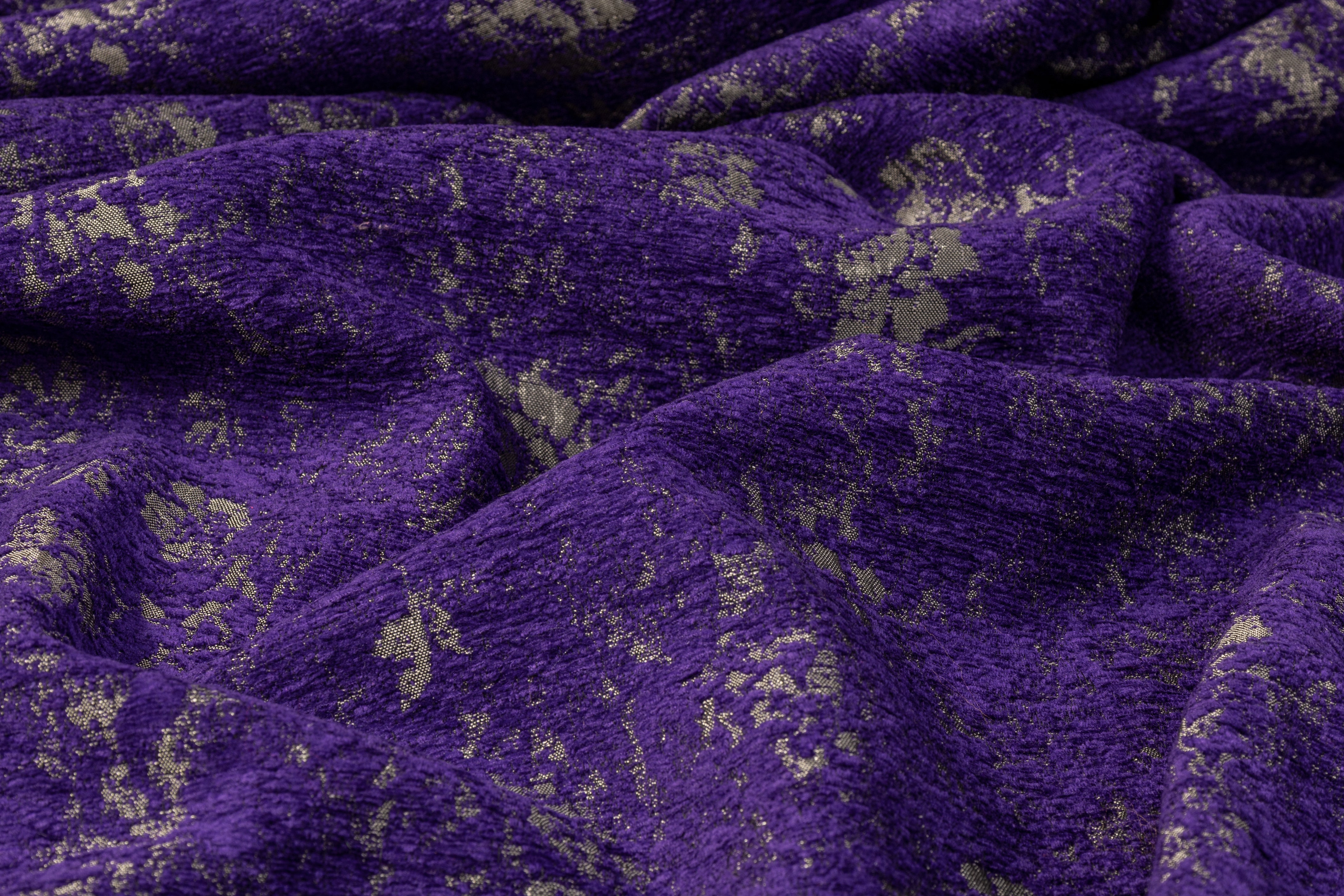 Double Faced Italian Metallic Chenille Brocade - Purple