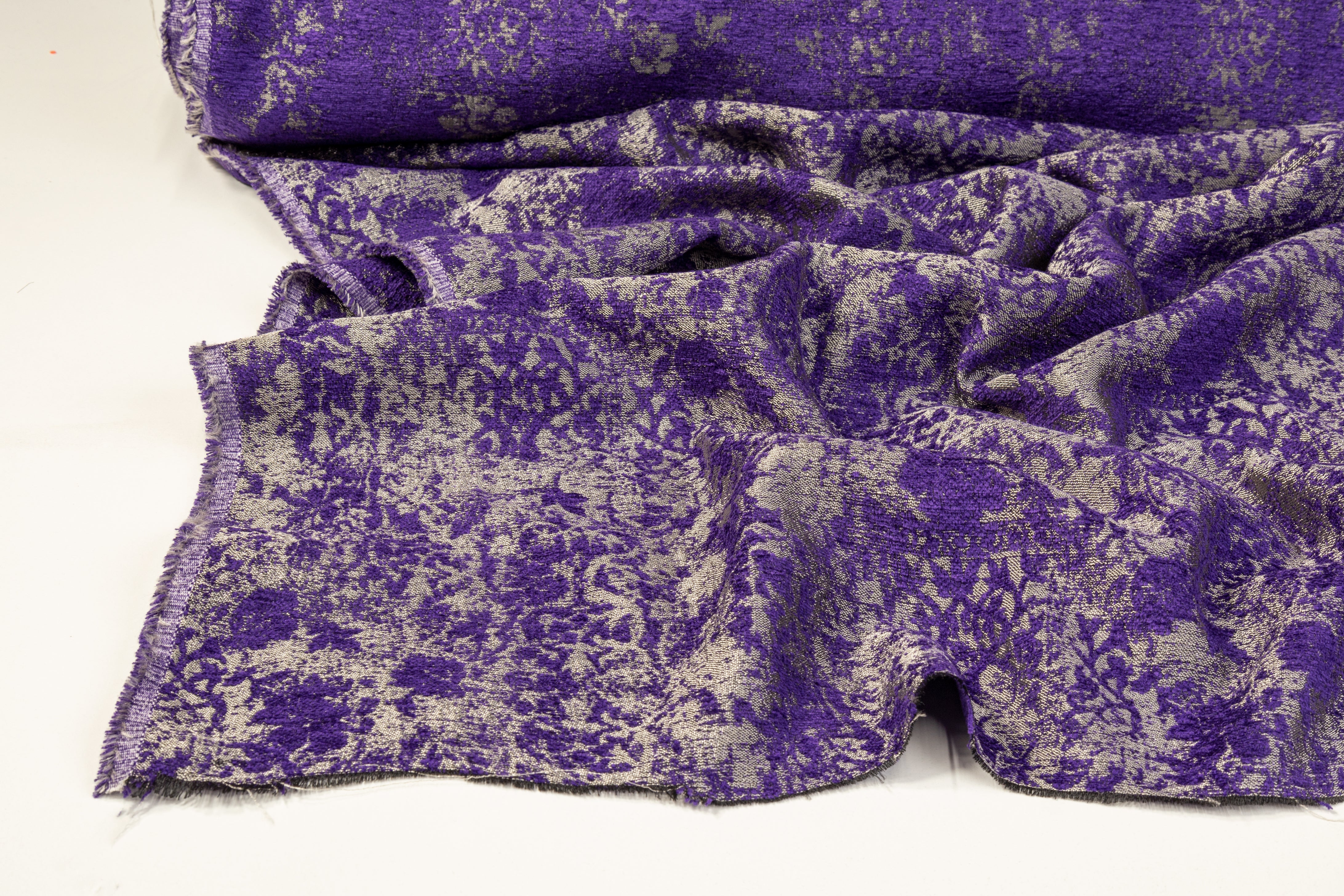 Double Faced Italian Metallic Chenille Brocade - Purple