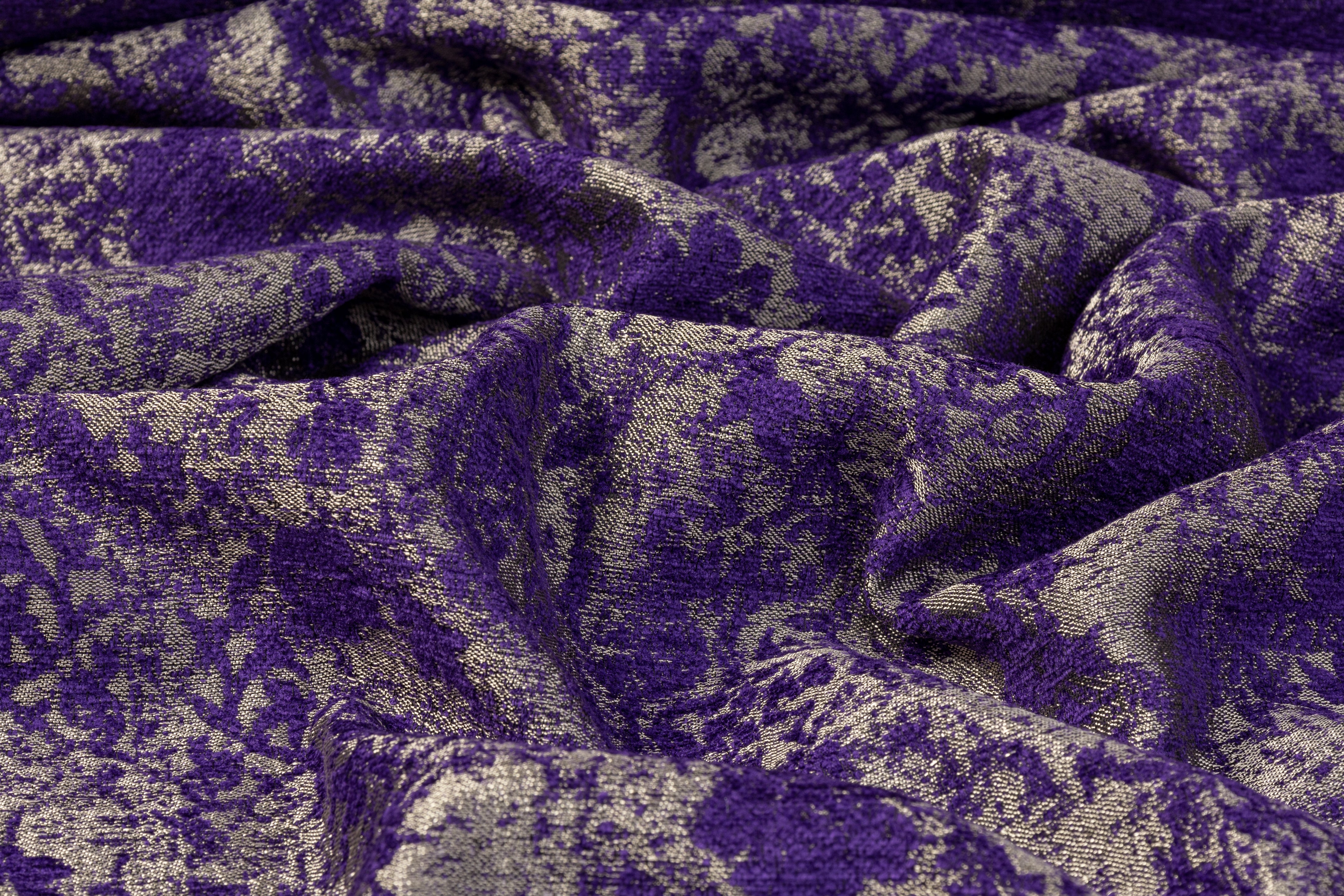 Double Faced Italian Metallic Chenille Brocade - Purple