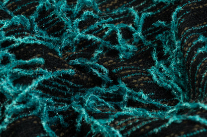 Fringed Italian Tweed Coating - Blue / Green / Black
