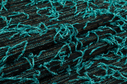 Fringed Italian Tweed Coating - Blue / Green / Black