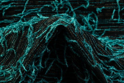 Fringed Italian Tweed Coating - Blue / Green / Black