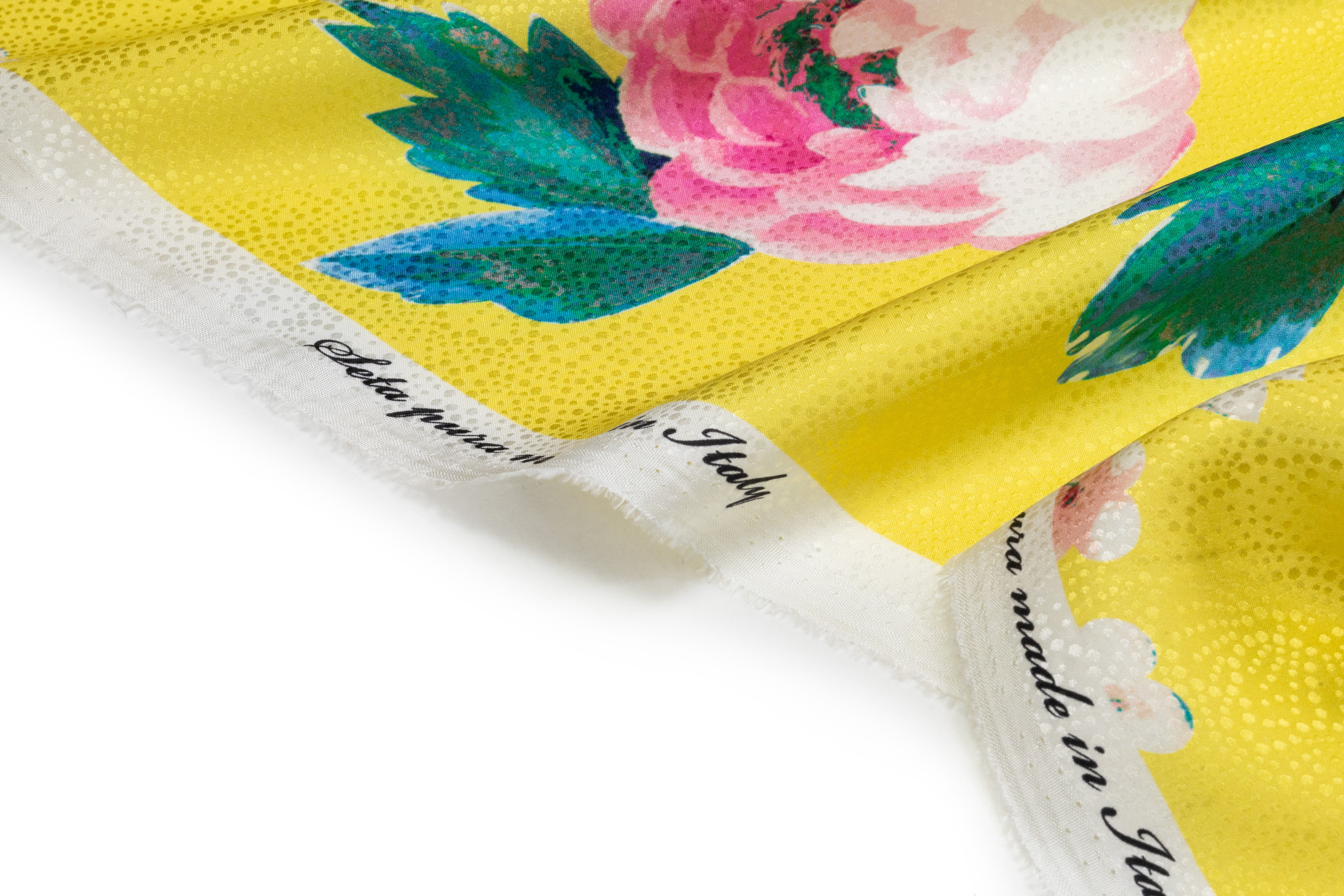 Floral Printed Italian Silk Jacquard - Yellow