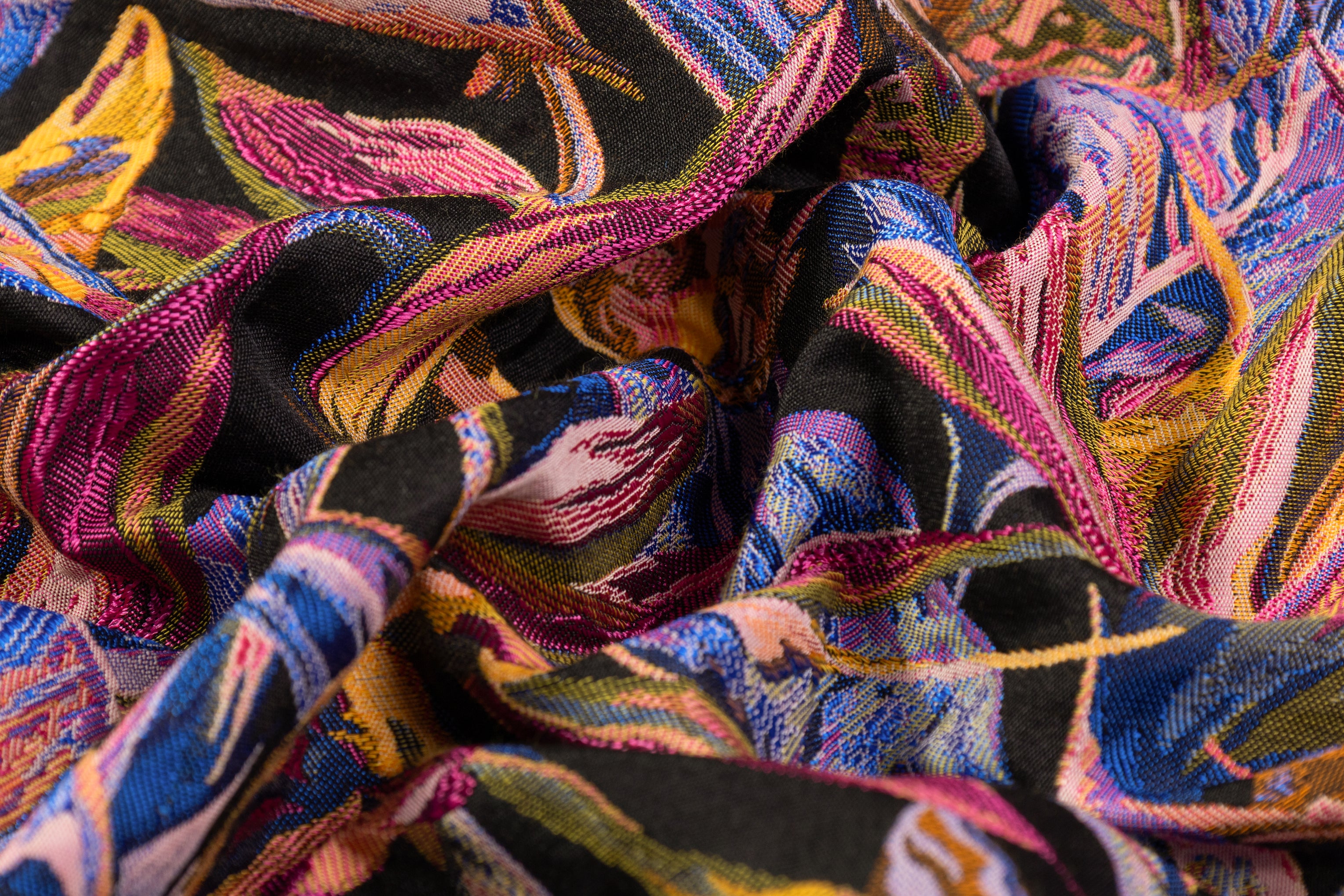 Tropical Italian Brocade - Blue / Fuchsia / Yellow