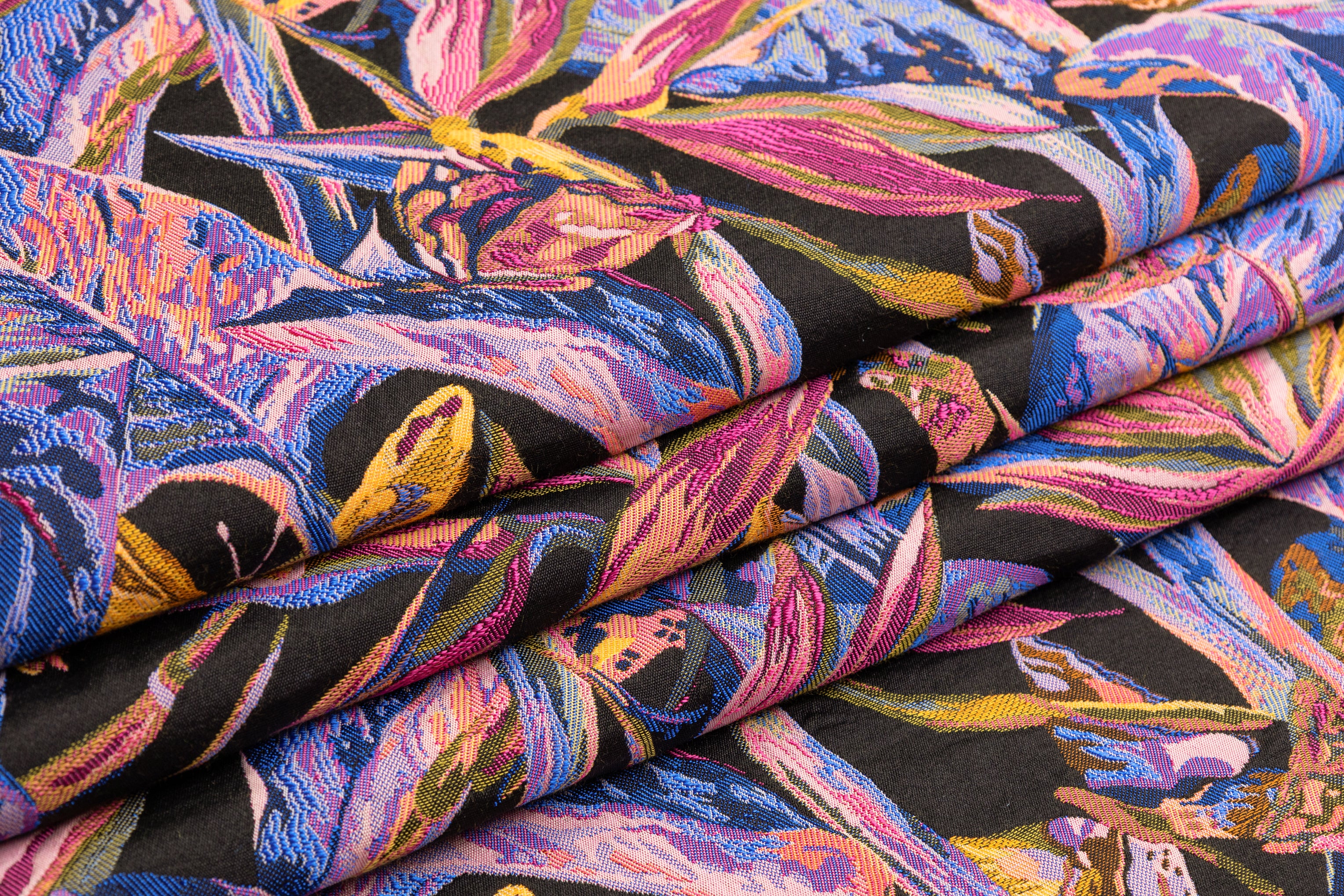 Tropical Italian Brocade - Blue / Fuchsia / Yellow