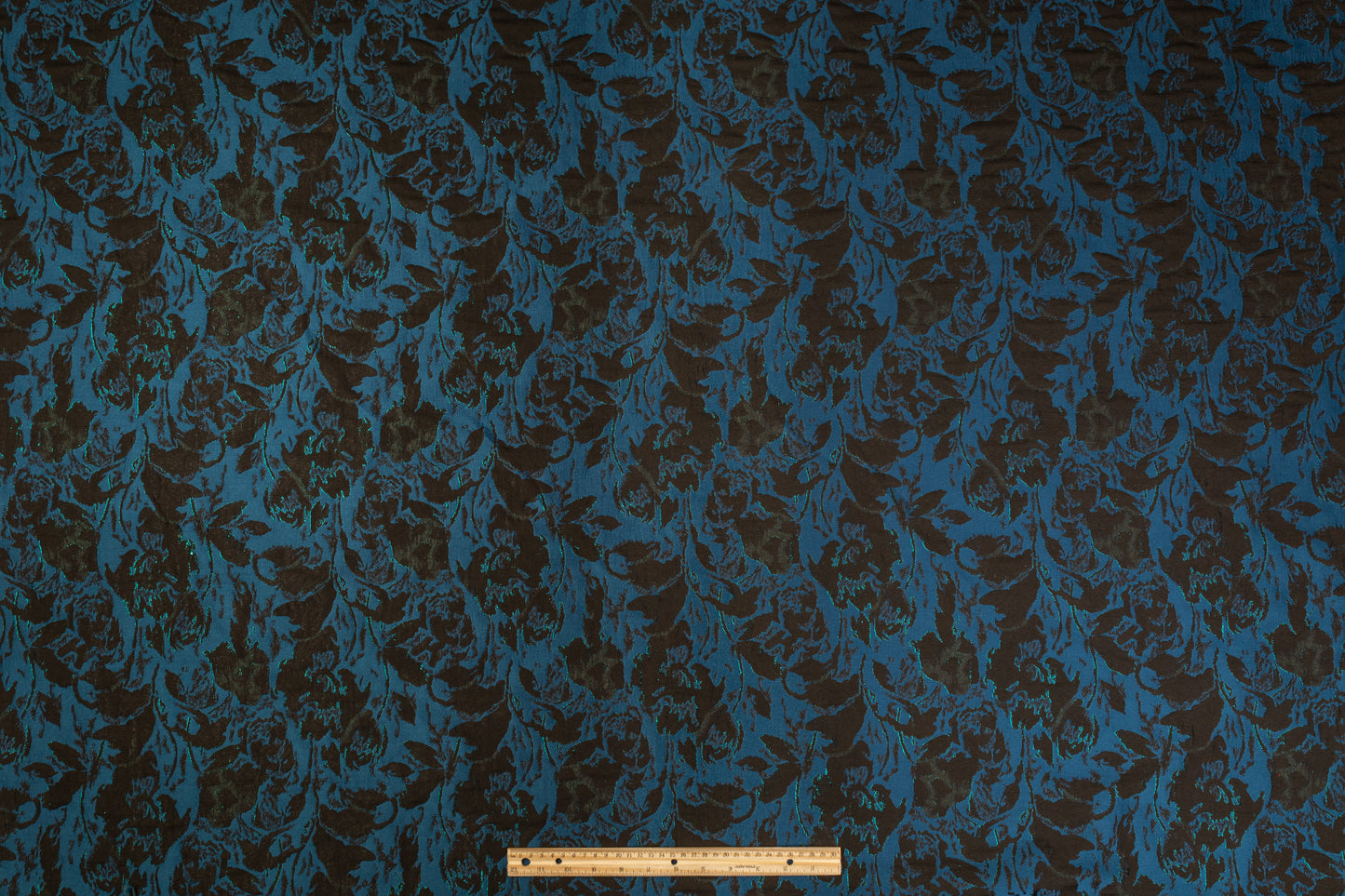 Abstract Metallic Brocade - Teal / Navy / Black