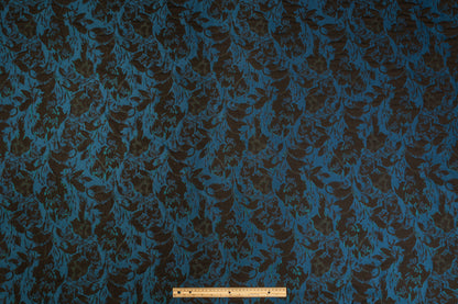 Abstract Metallic Brocade - Teal / Navy / Black