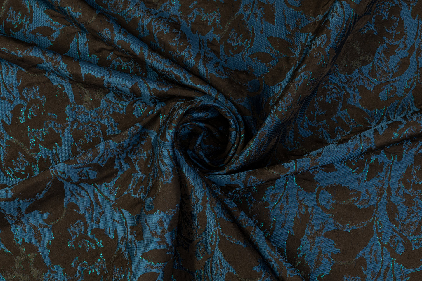 Abstract Metallic Brocade - Teal / Navy / Black