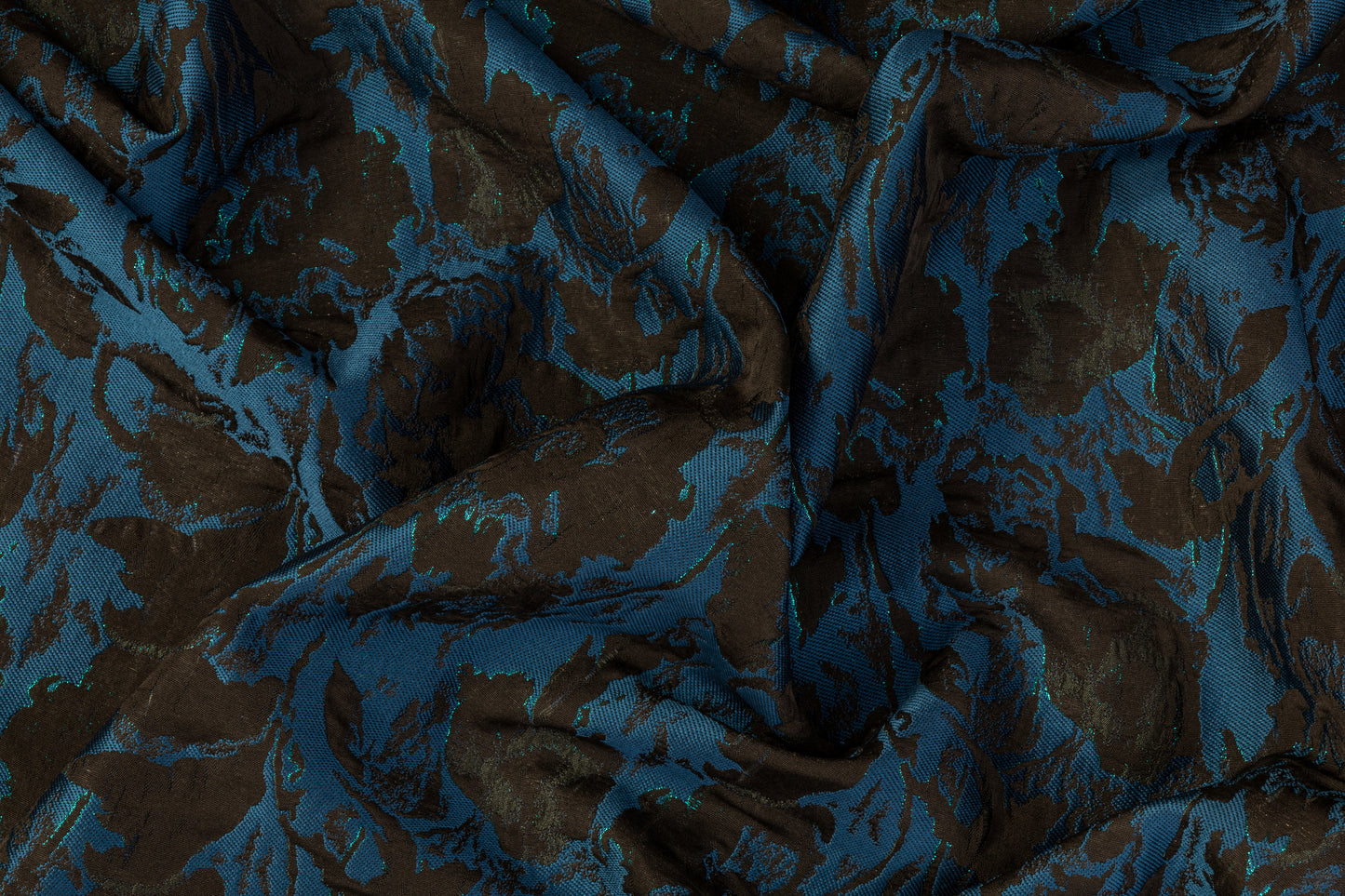 Abstract Metallic Brocade - Teal / Navy / Black