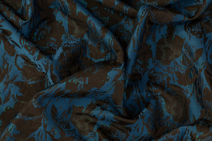 Abstract Metallic Brocade - Teal / Navy / Black