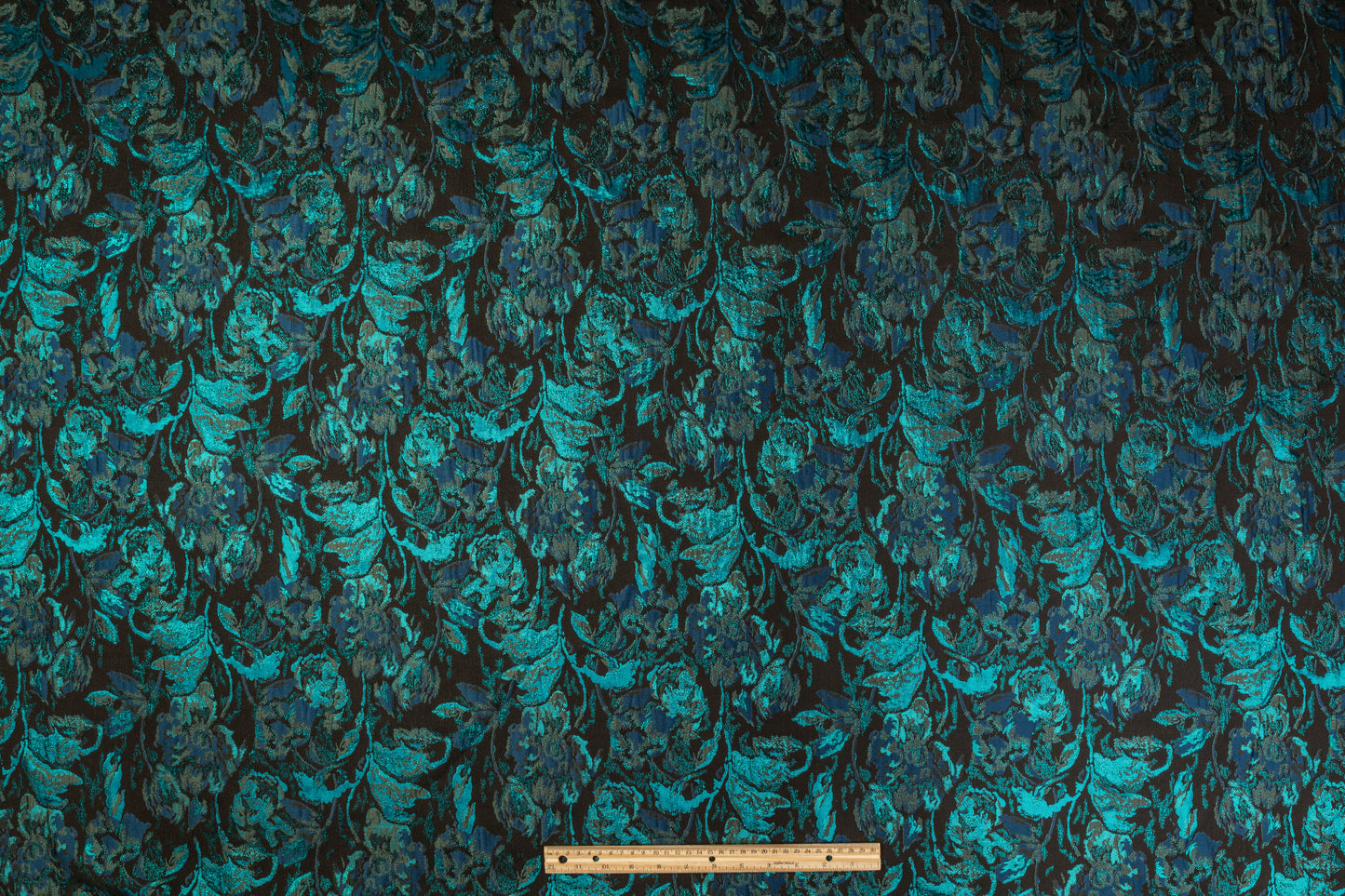 Abstract Metallic Brocade - Teal / Navy / Black