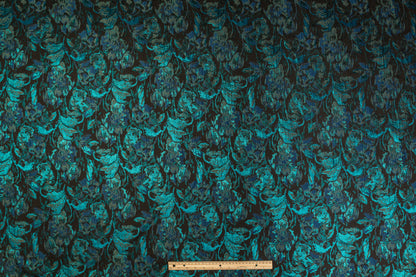 Abstract Metallic Brocade - Teal / Navy / Black