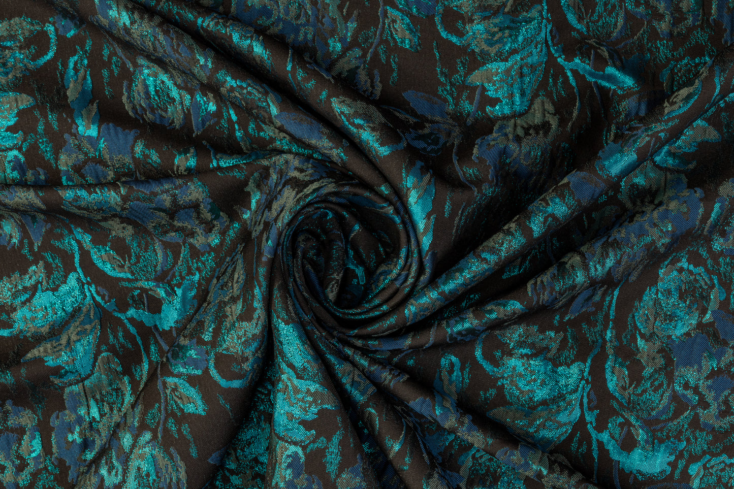 Abstract Metallic Brocade - Teal / Navy / Black