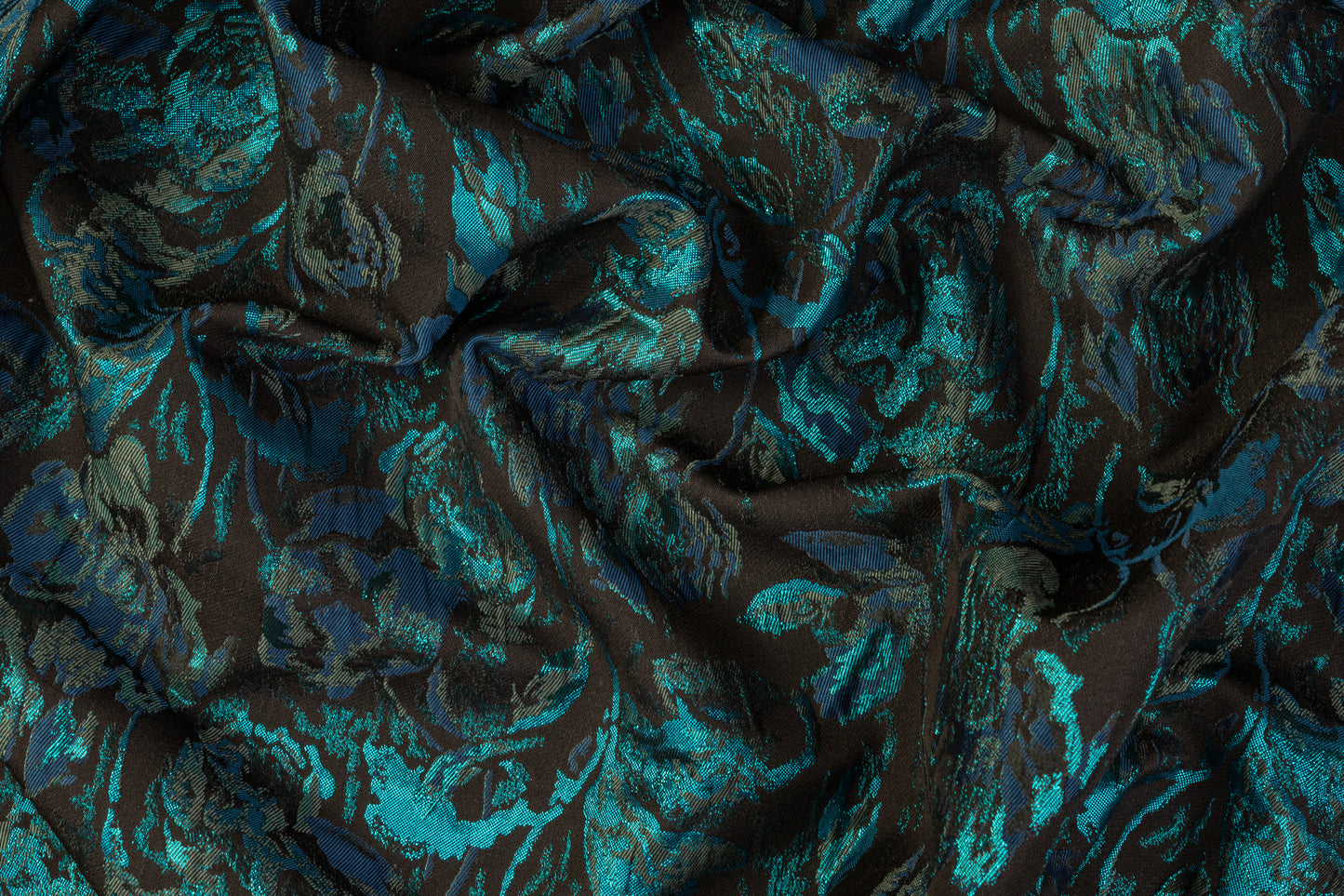 Abstract Metallic Brocade - Teal / Navy / Black