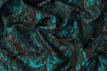 Abstract Metallic Brocade - Teal / Navy / Black