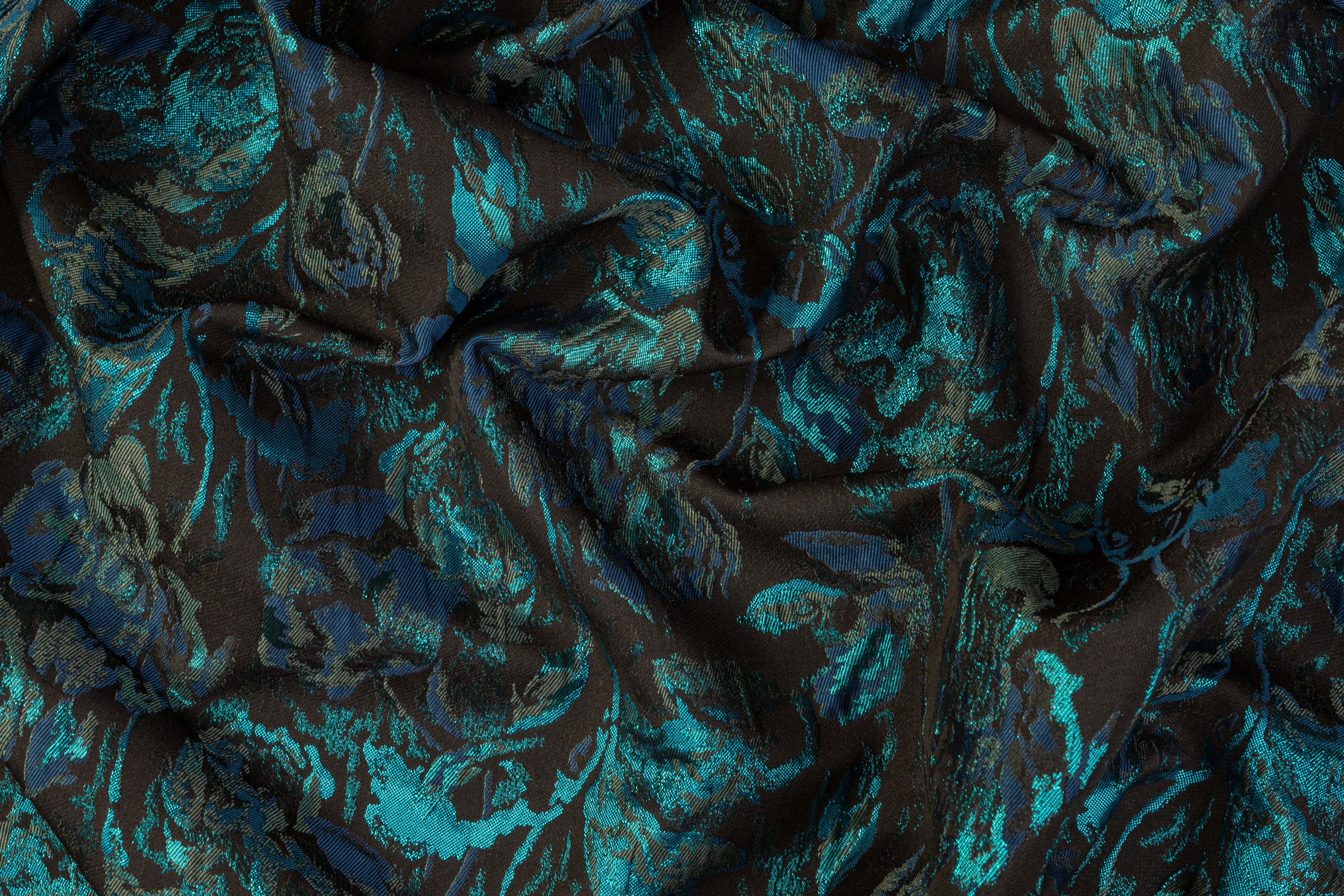 Abstract Metallic Brocade - Teal / Navy / Black