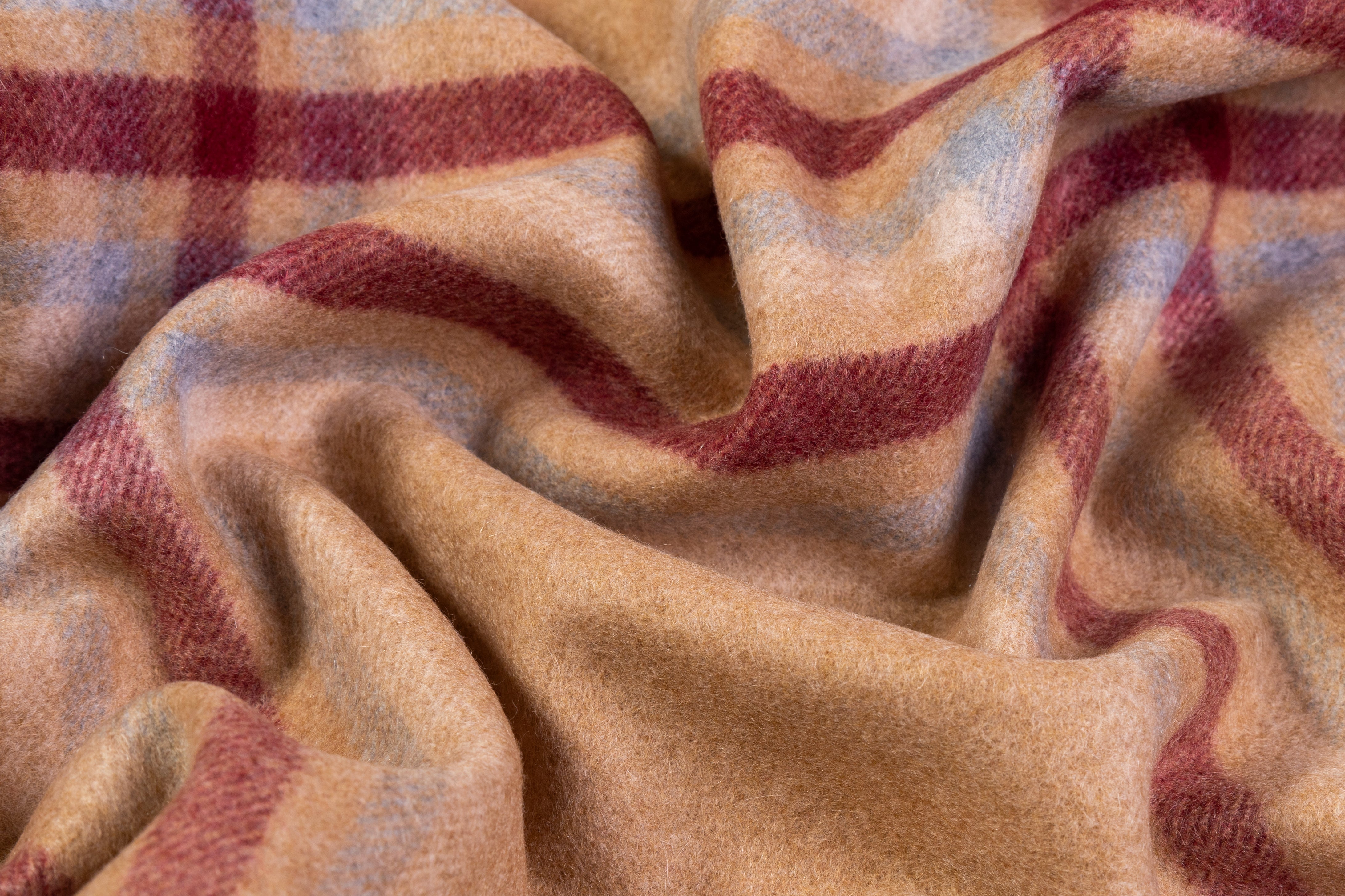 Loro Piana - Double Faced Italian Pure Cashmere Coating - Camel / Burgundy / Icy Blue