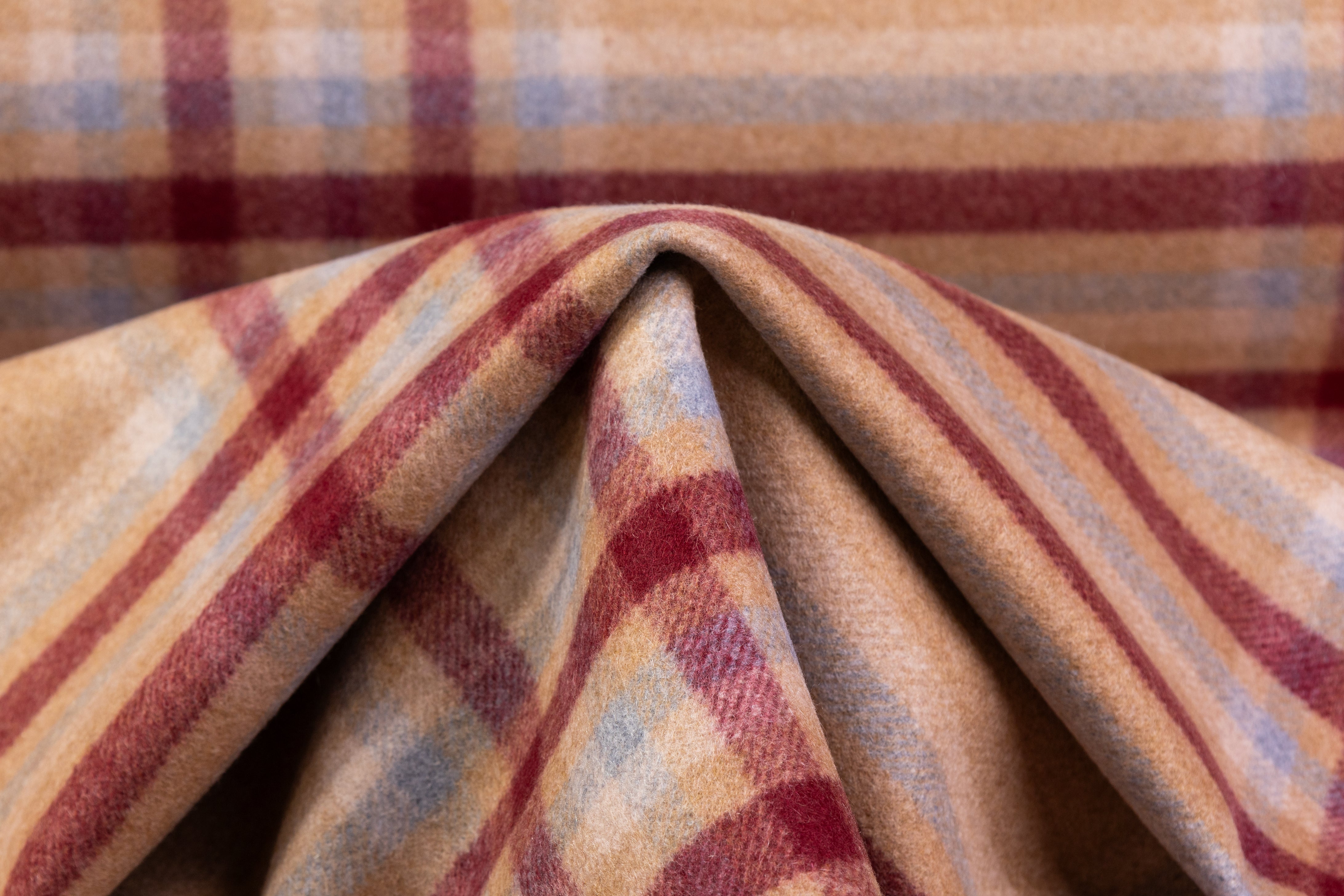 Loro Piana - Double Faced Italian Pure Cashmere Coating - Camel / Burgundy / Icy Blue