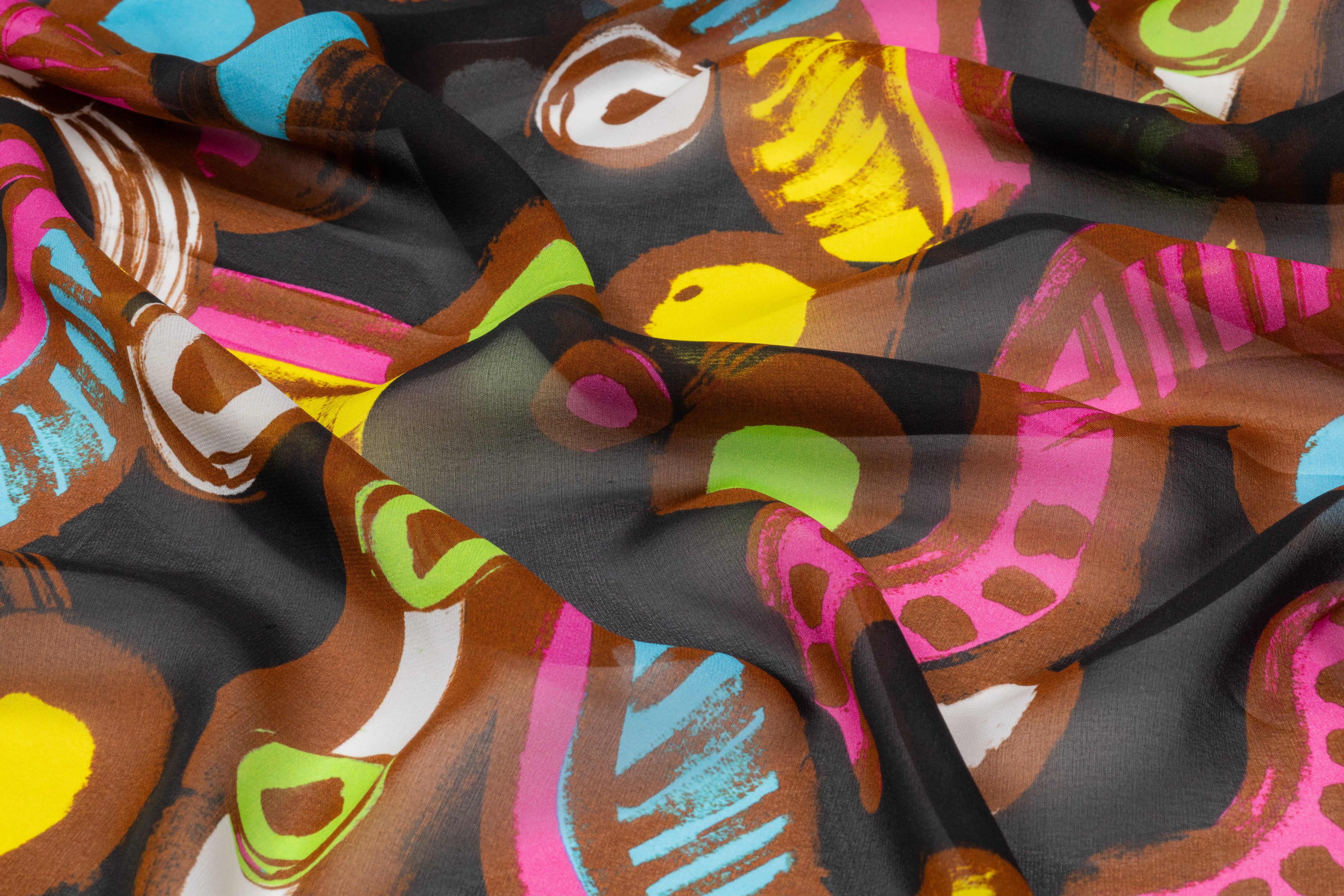 Abstract Italian Silk Chiffon - Multicolor
