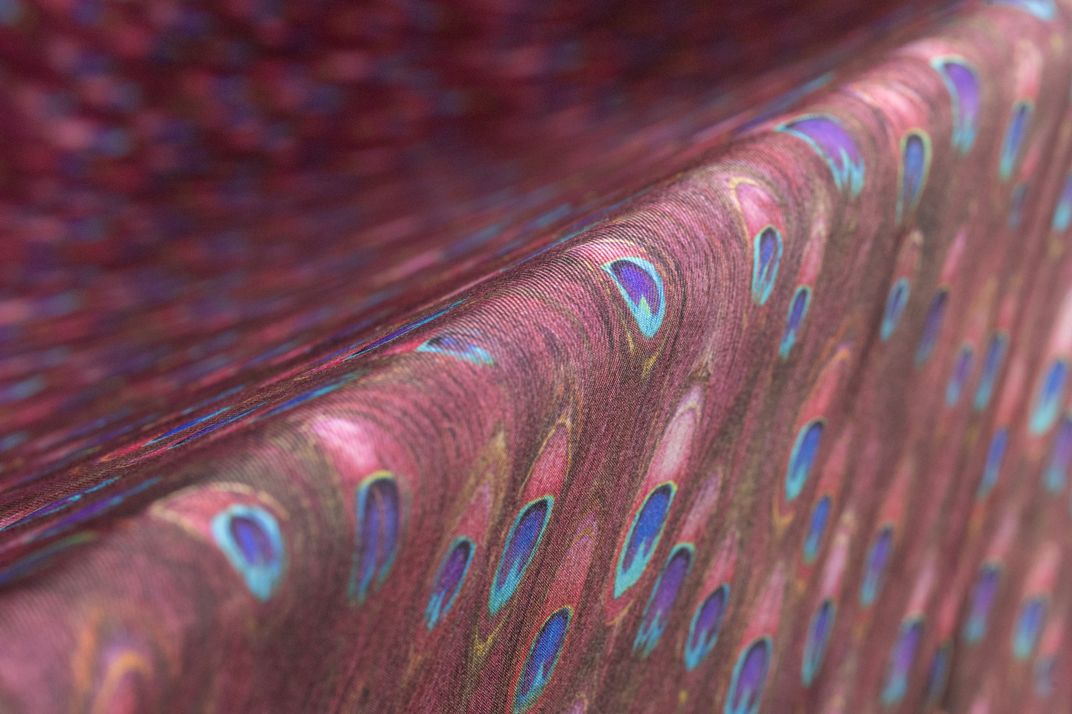 Peacock Italian Silk Twill - Dusty Rose / Blue