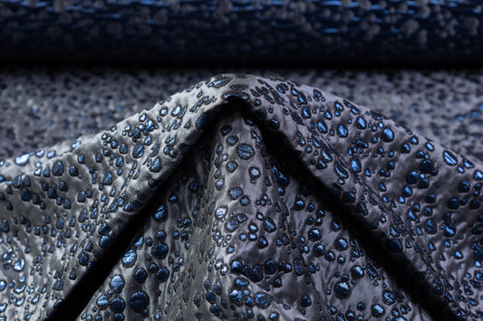Crushed Metallic Italian Dot Brocade - Gray / Blue
