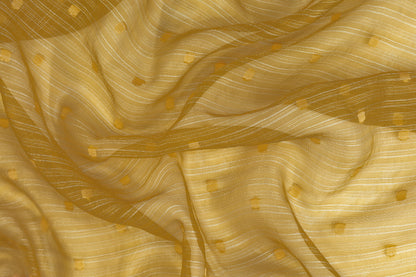 Metallic Striped Organza - Mustard Yellow