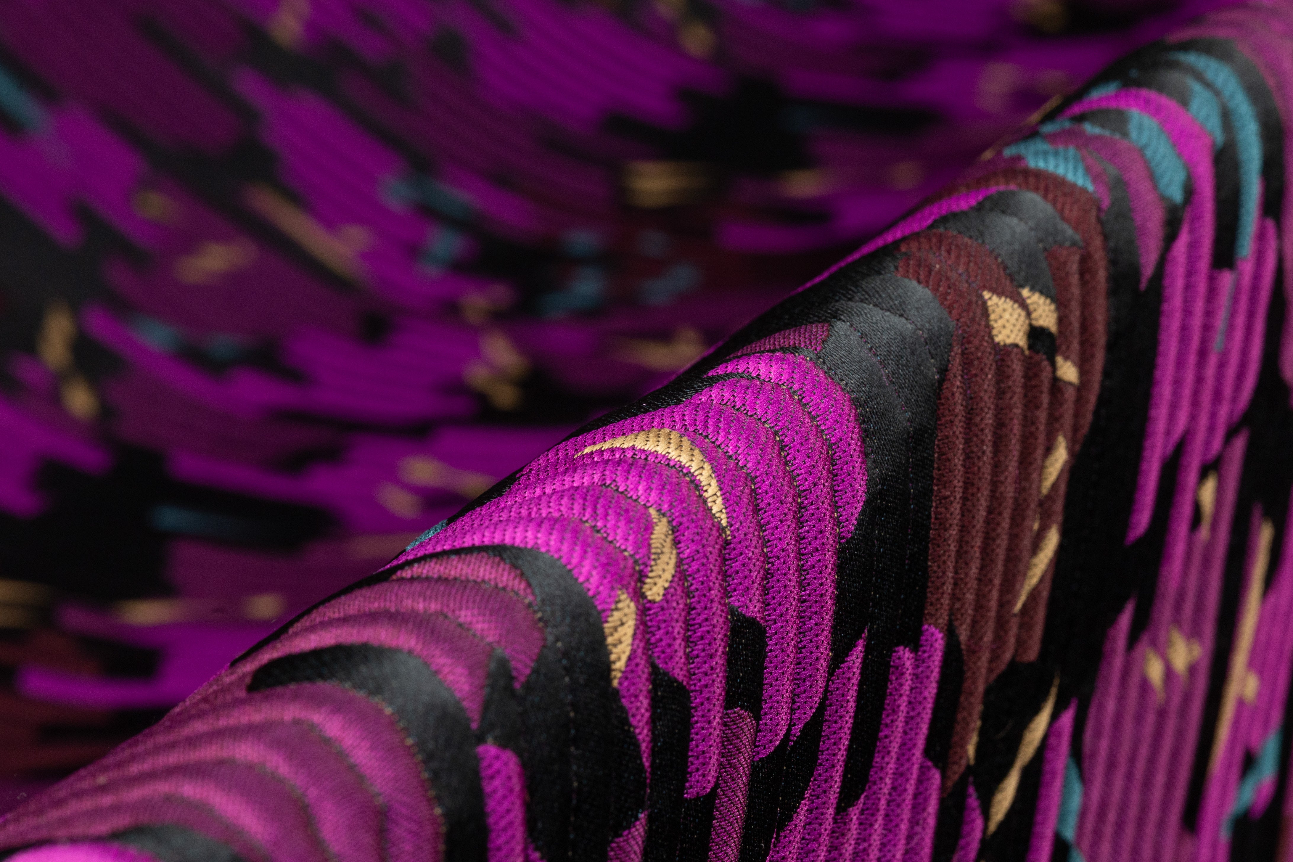 Abstract Ribbed Italian Brocade - Black / Purple