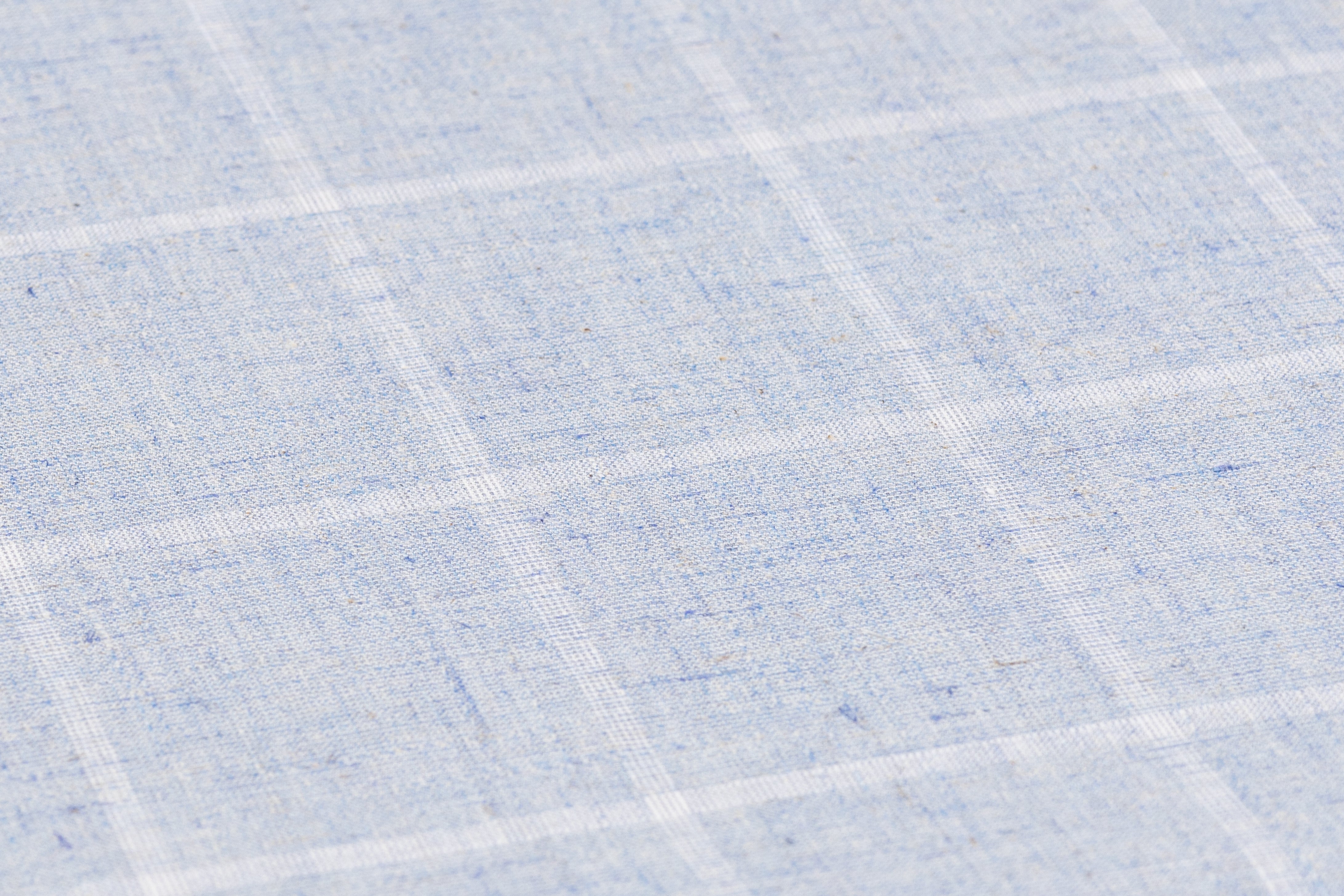 Windowpane Italian Cotton Linen Wool Suiting - Blue