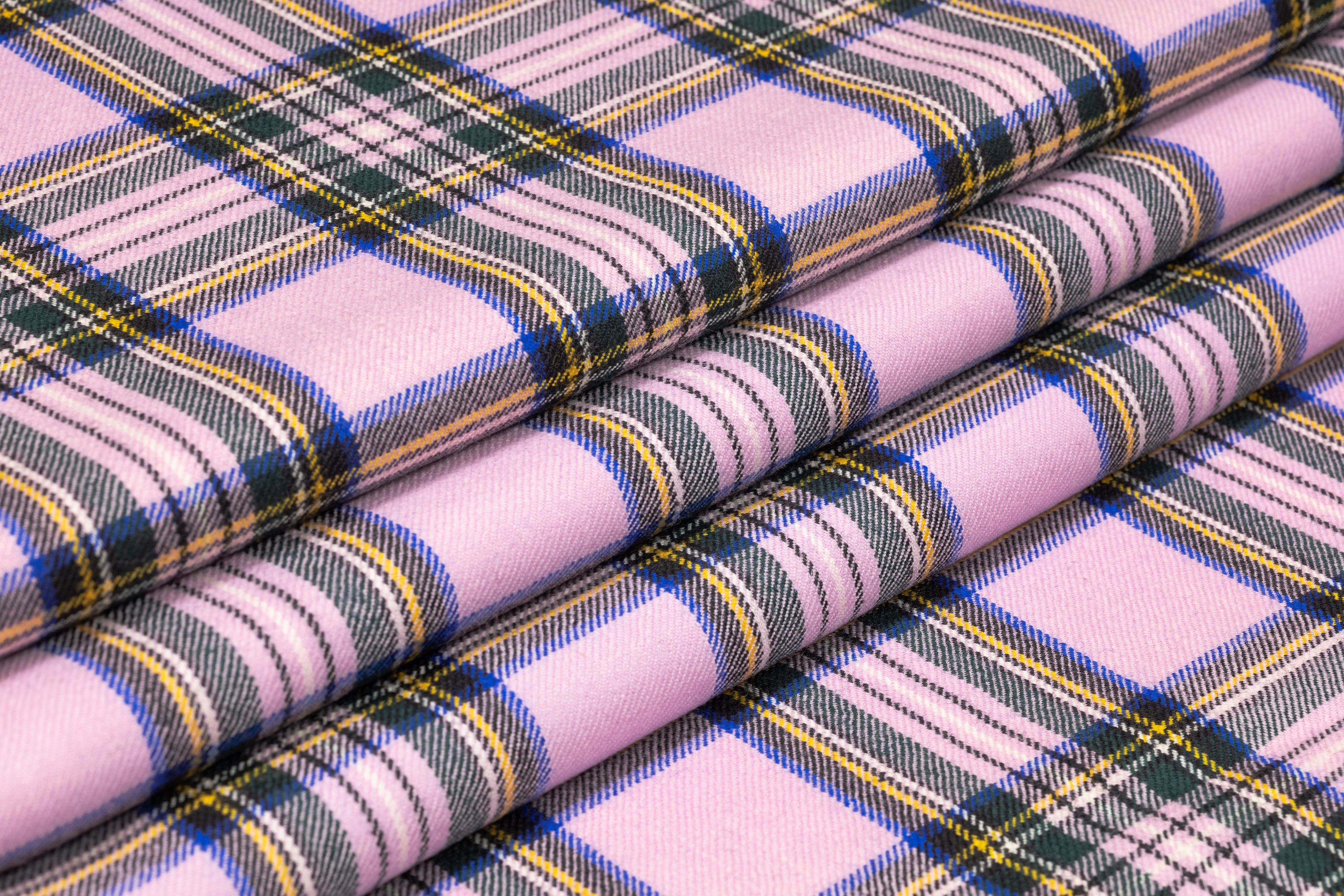 Tartan Italian Wool Suiting - Pink / Green / Blue / Yellow