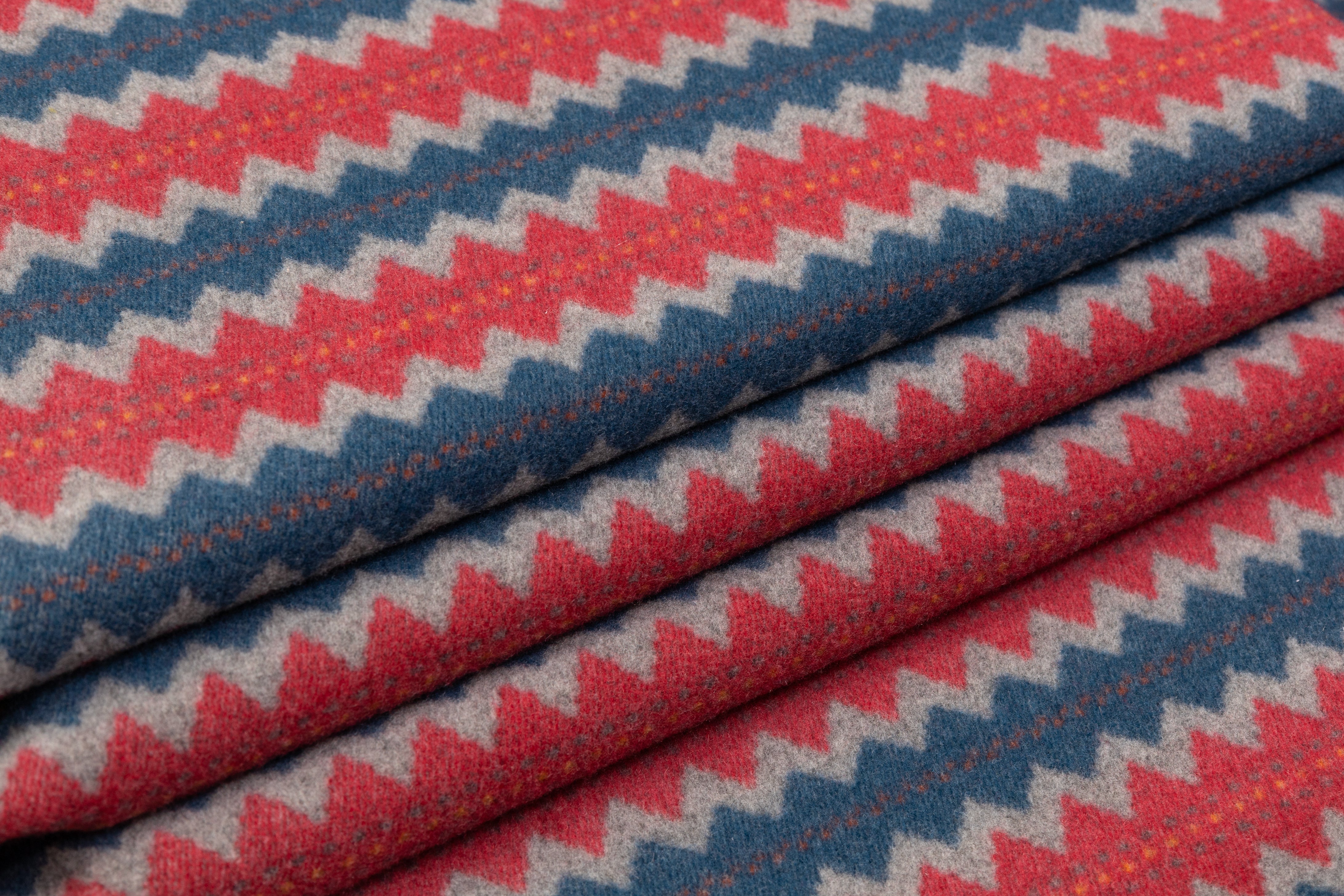 Loro Piana - Italian Pure Cashmere Coating - Blue / Gray / Red