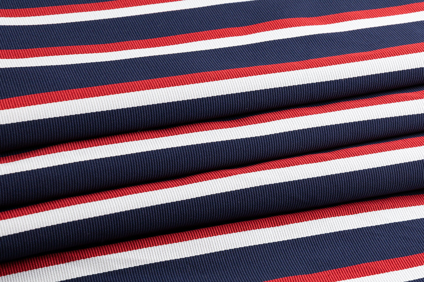 Striped Ribbed Poly Satin - Navy, White, Red