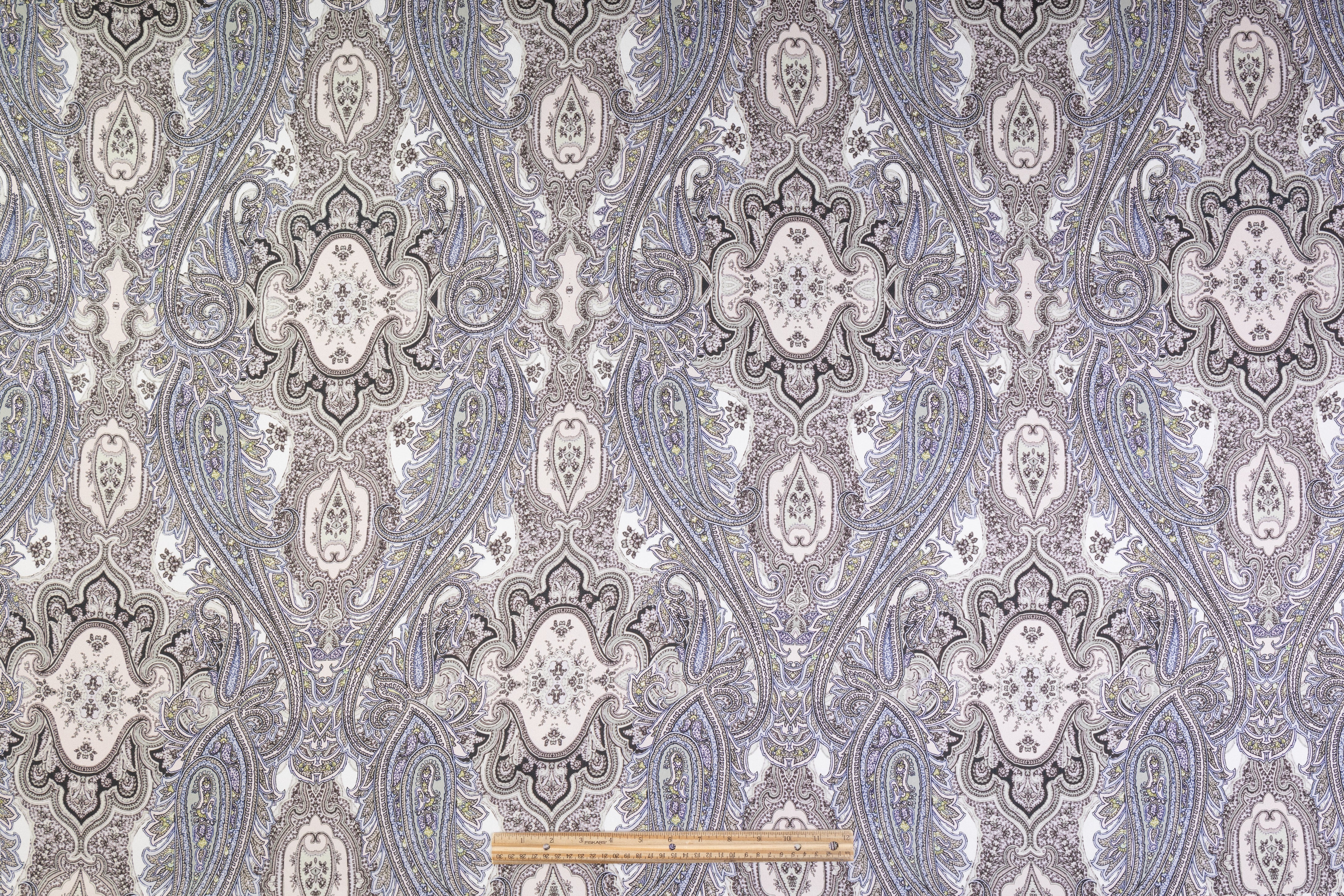 Paisley Italian Silk Twill - Sage / Taupe / Blue