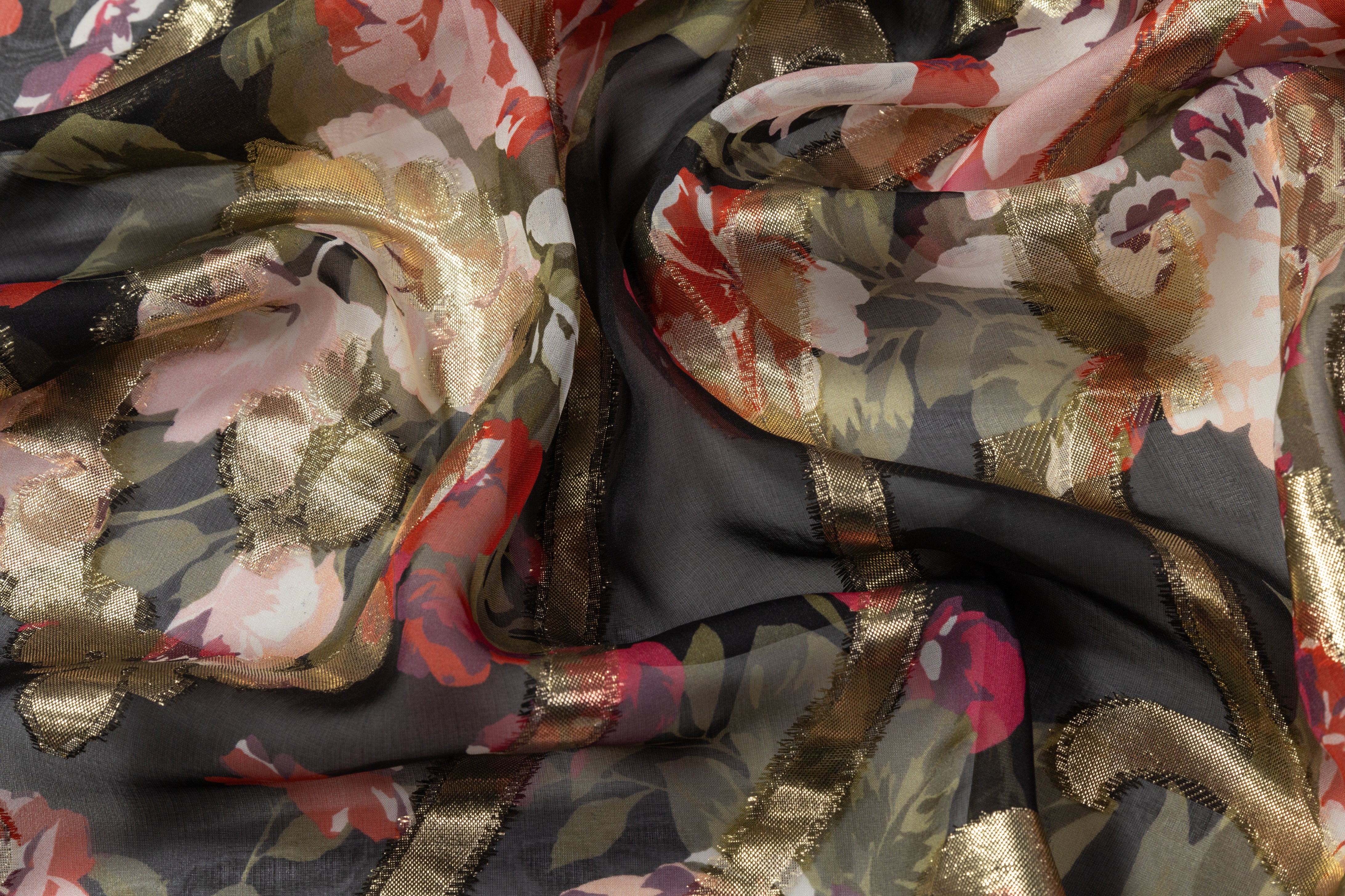 Ralph Lauren - Metallic Silk Chiffon Fil Coupé - Black