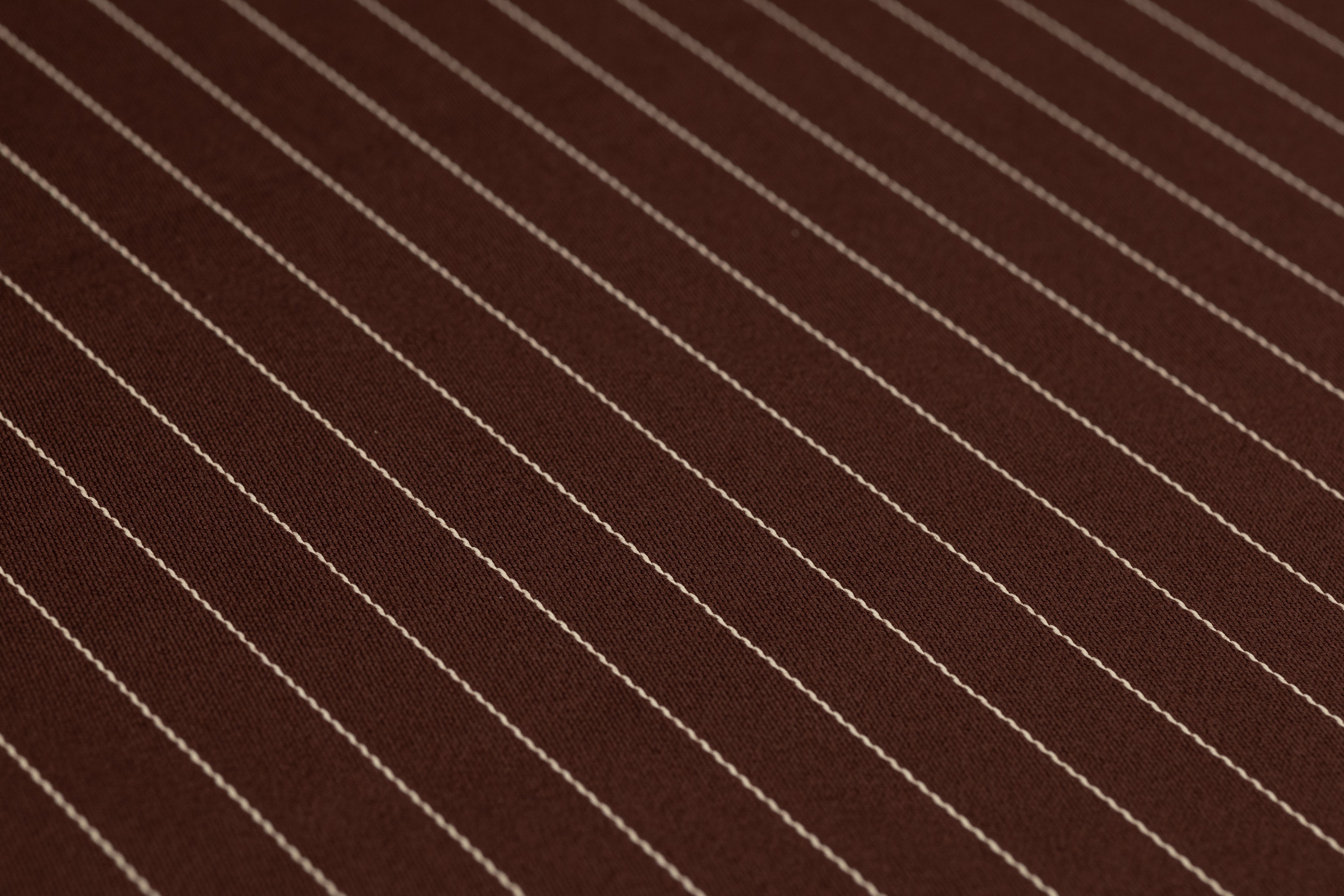 Pin Striped Italian Satin Faille Wool Suiting - Brown / White