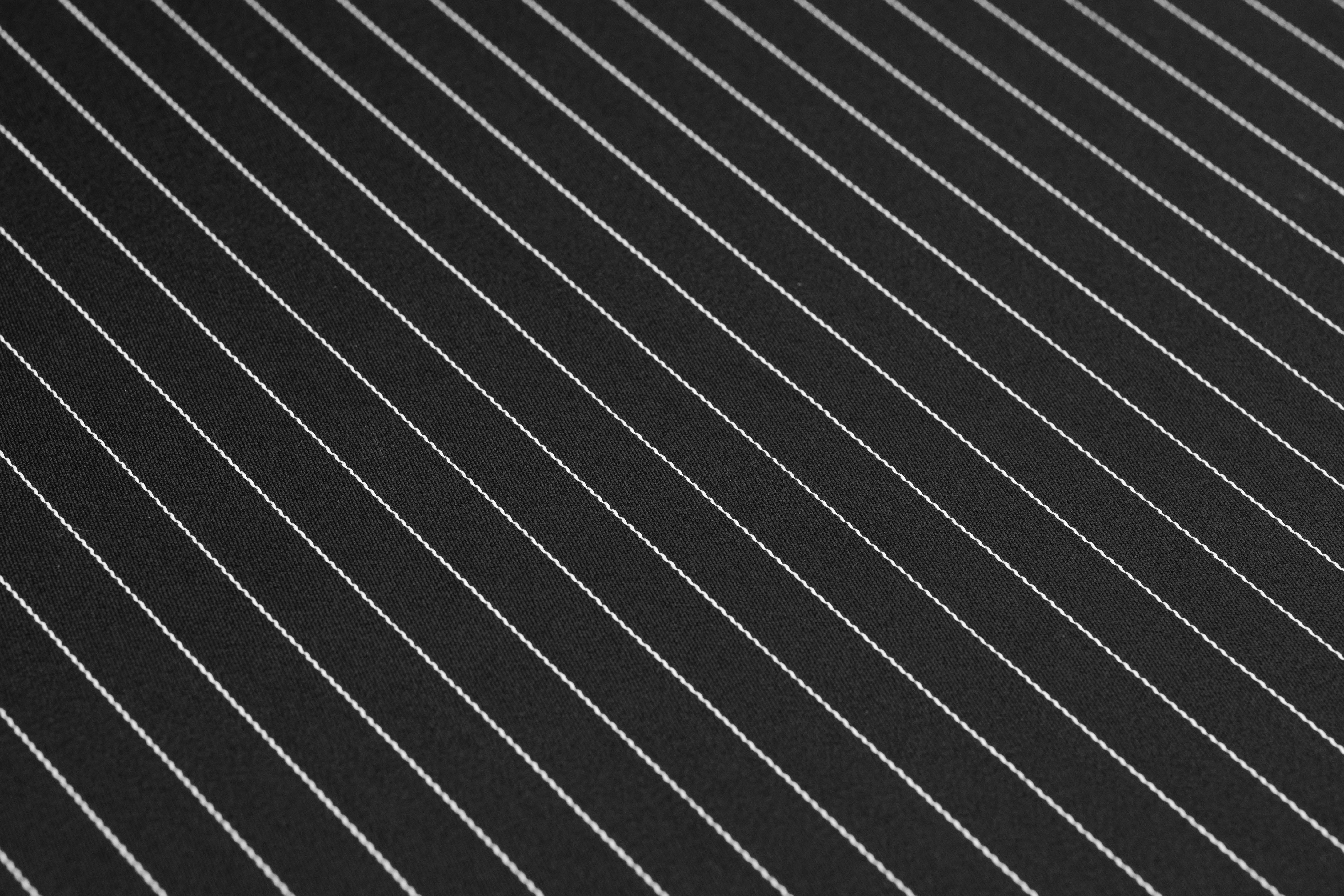 Pin Striped Italian Satin Faille Wool Suiting - Black / White