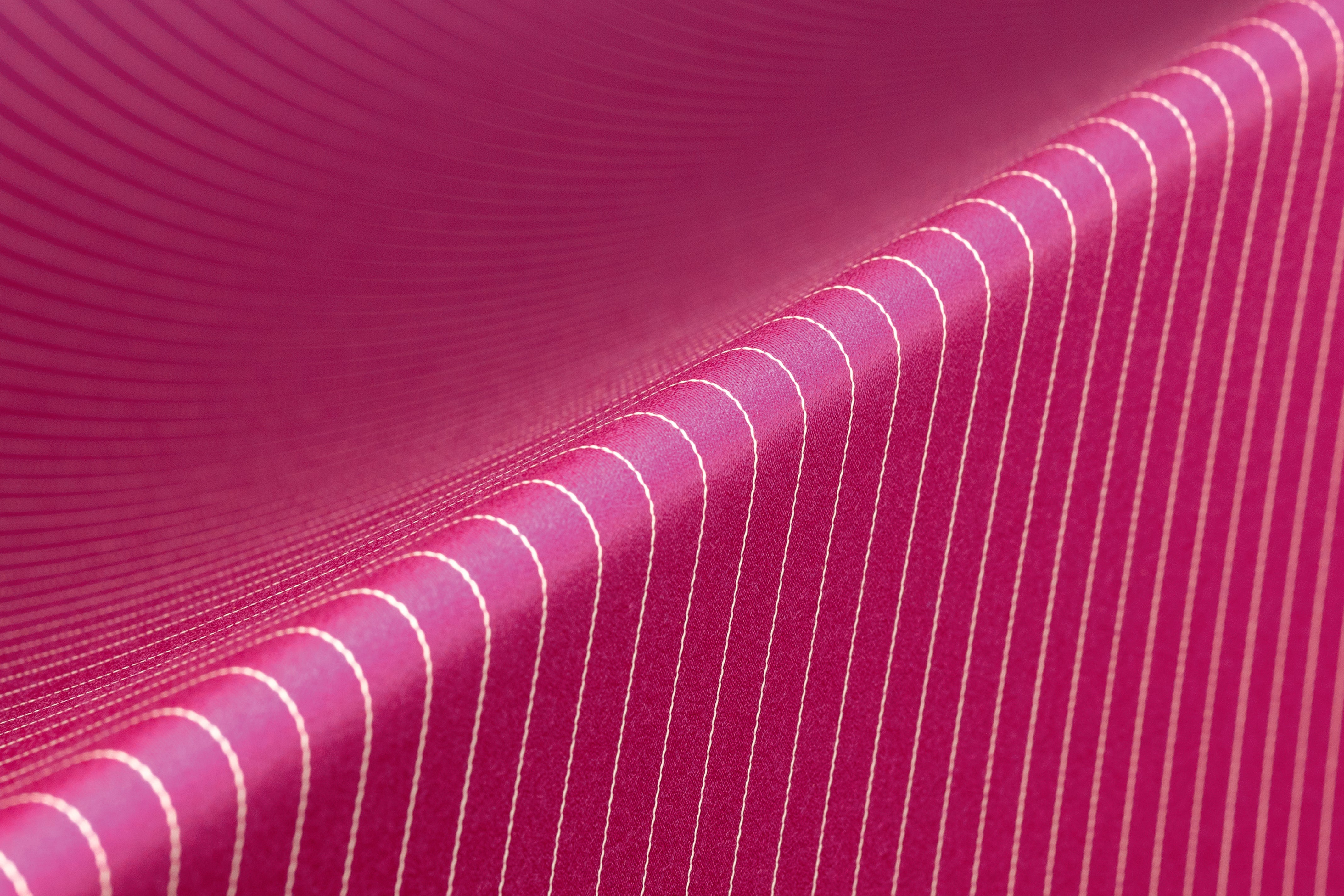 Pin Striped Italian Satin Faille Wool Suiting - Fuchsia / White