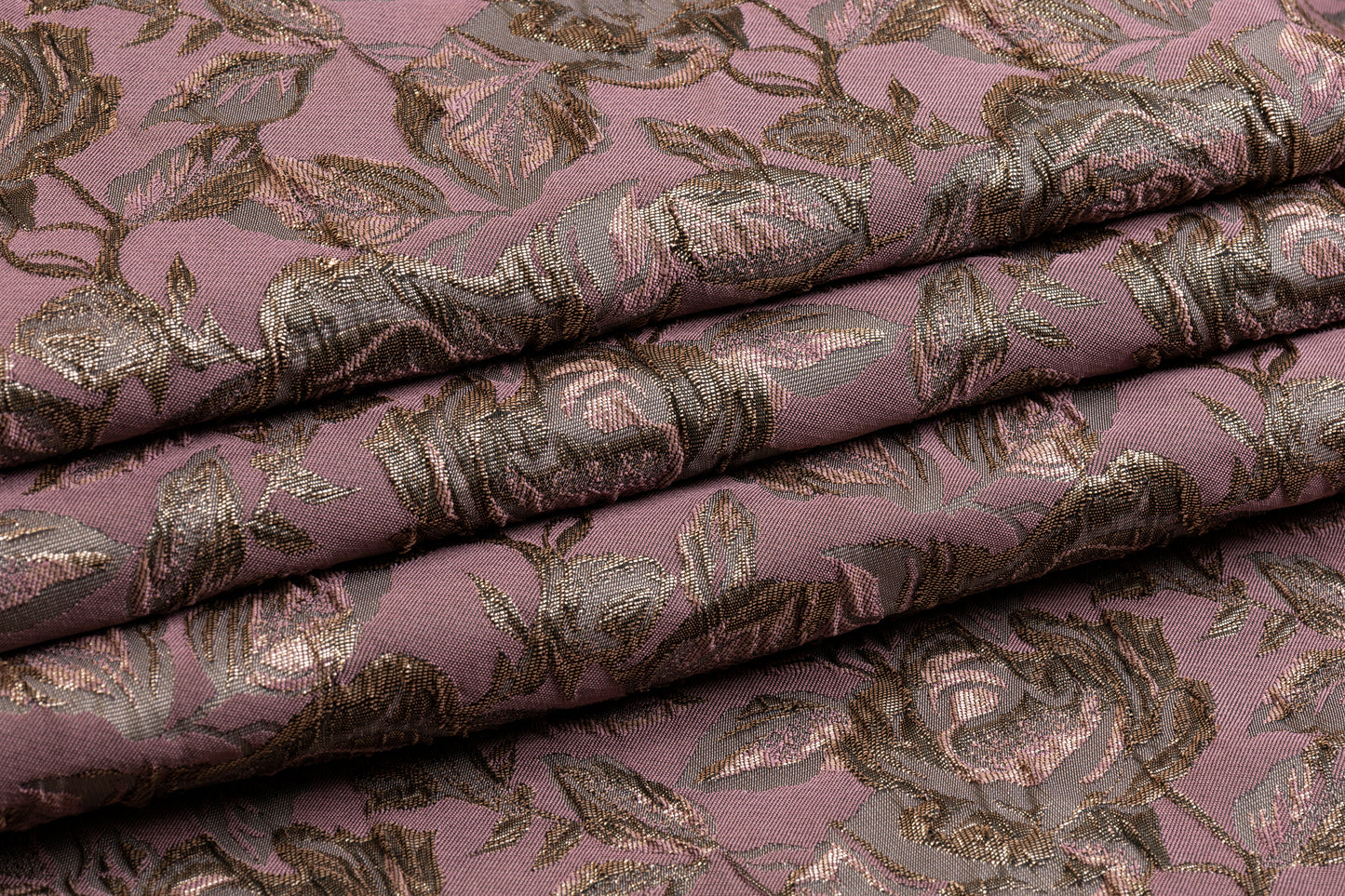 Floral Metallic Crushed Brocade - Mauve