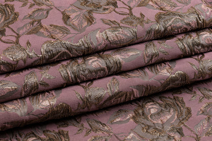 Floral Metallic Crushed Brocade - Mauve