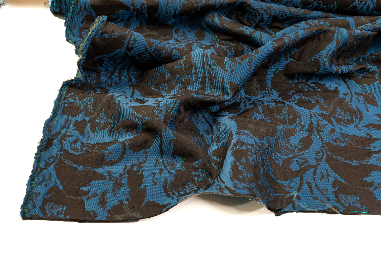 Abstract Metallic Brocade - Teal / Navy / Black