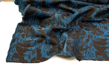 Abstract Metallic Brocade - Teal / Navy / Black